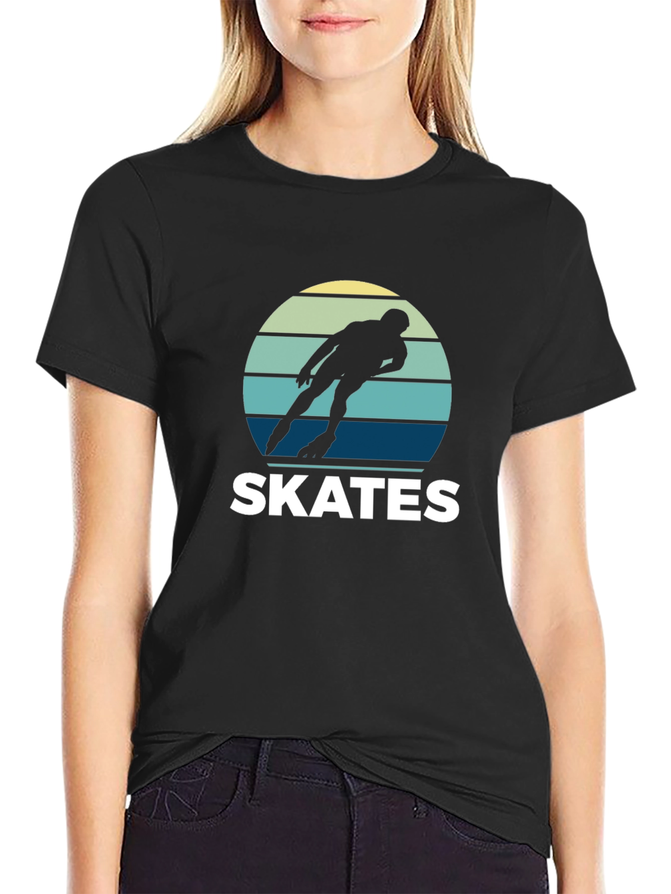 Black Retro Skates T-Shirt - Vintage Style Graphic Tee view 2