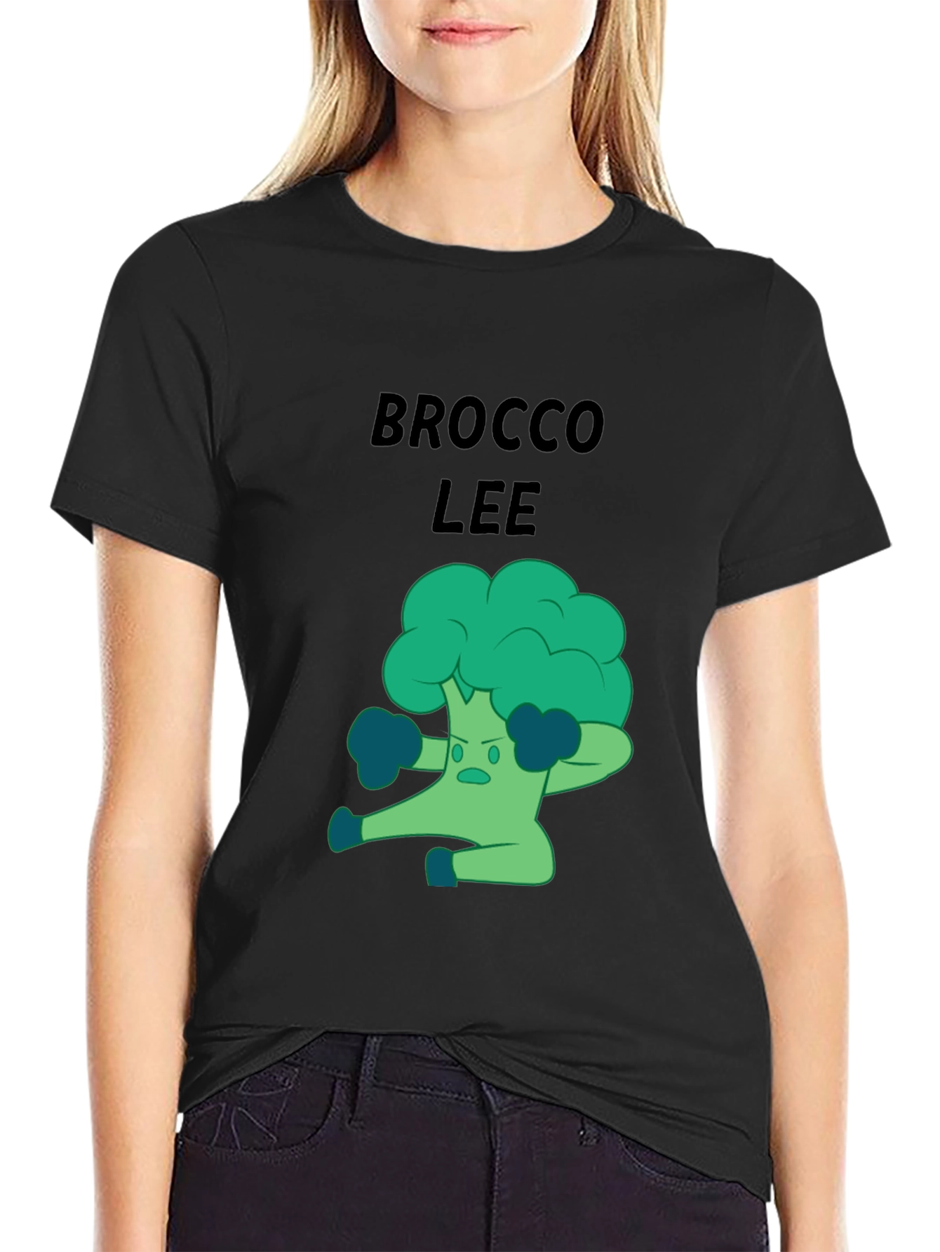 Black Brocco Lee T-Shirt - Funny Vegetable Boxer view 2