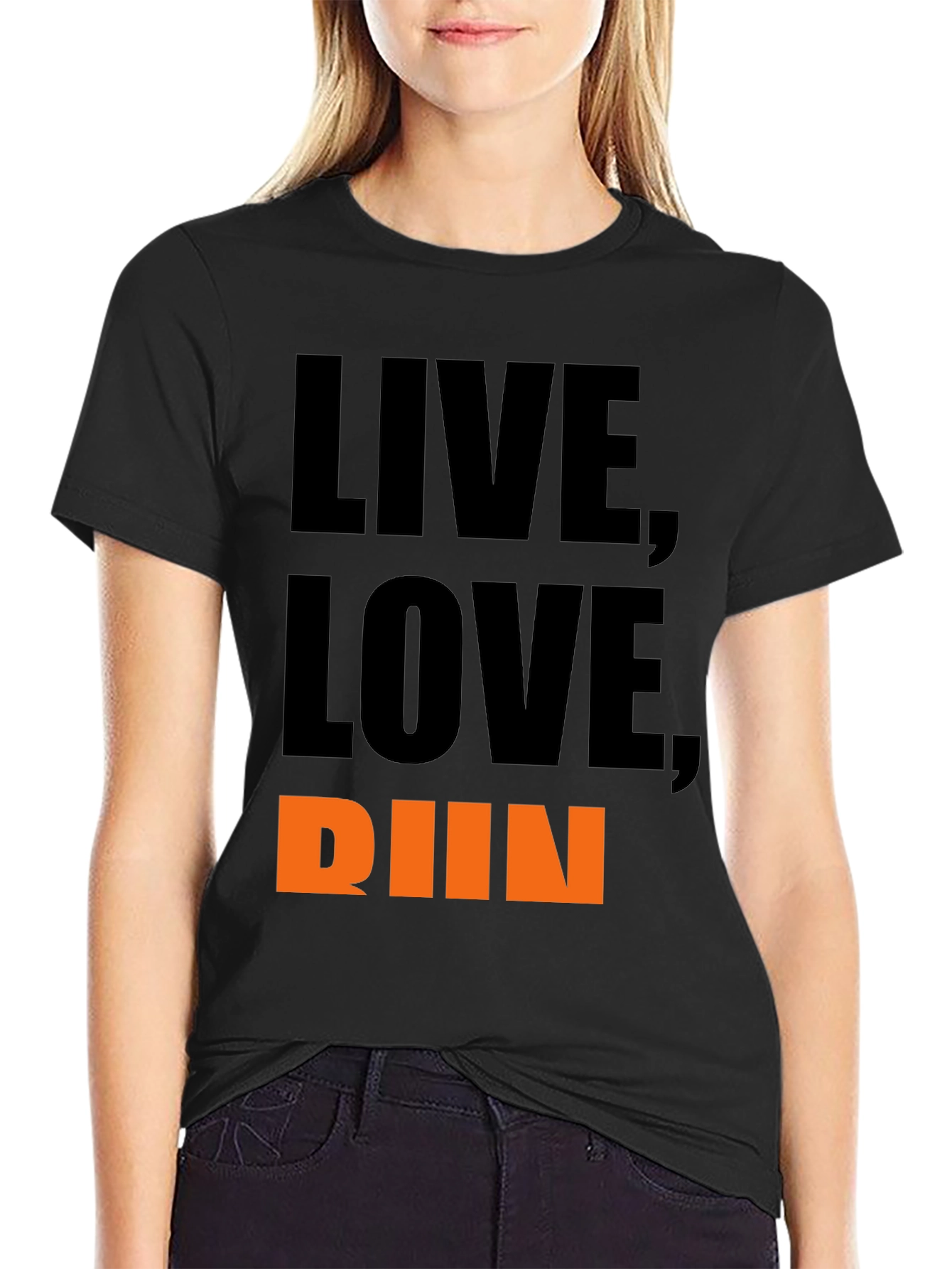 Black Live, Love, Run T-Shirt - Motivational Graphic Tee view 2