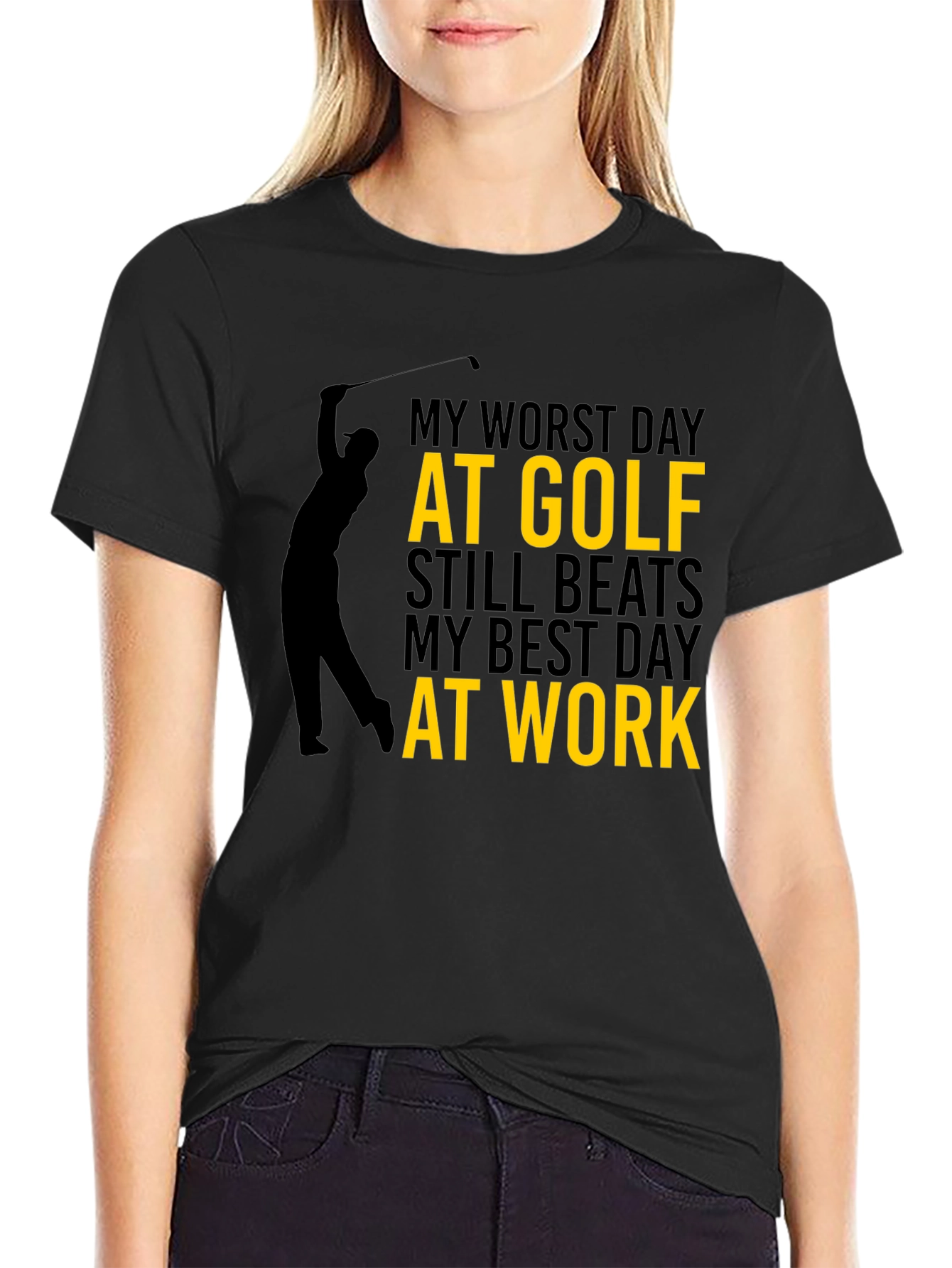 Black Funny Golf T-Shirt: My Worst Day at Golf view 2