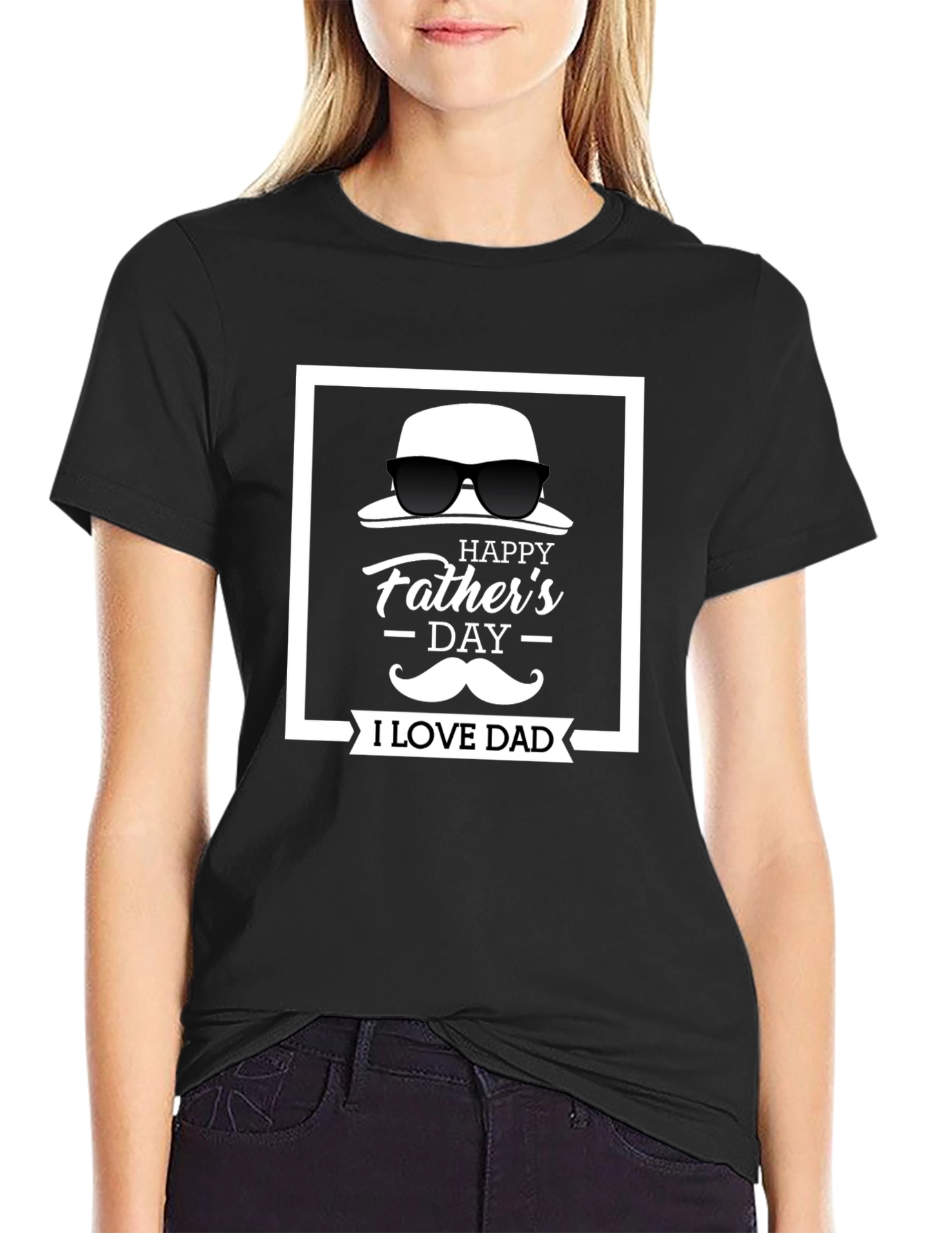 Black I Love Dad - Father's Day Graphic Tee view 2