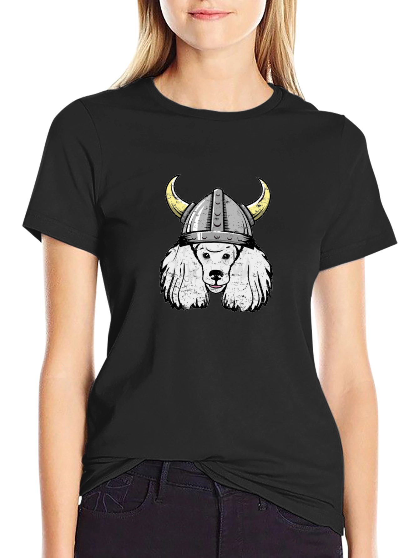Black Viking Poodle Graphic Tee view 2