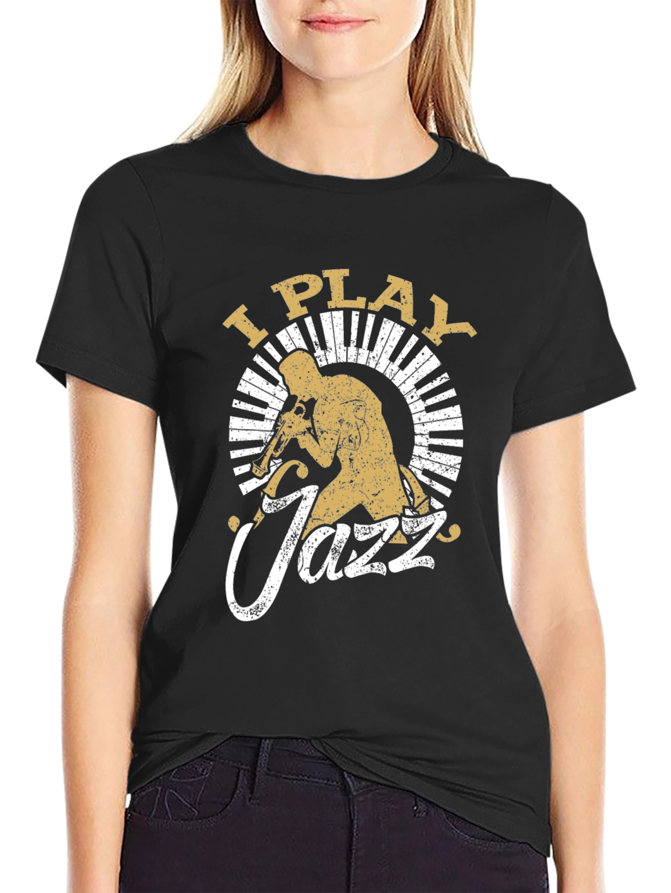 Black I Play Jazz Graphic T-Shirt view 2