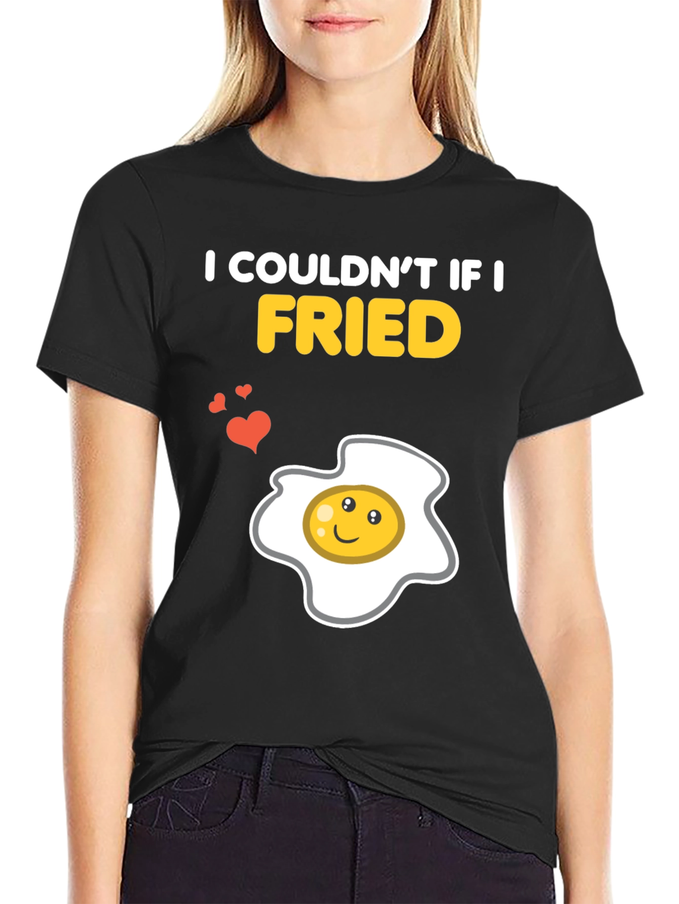 Black Funny Couldn't If I Fried Egg Graphic T-Shirt view 2