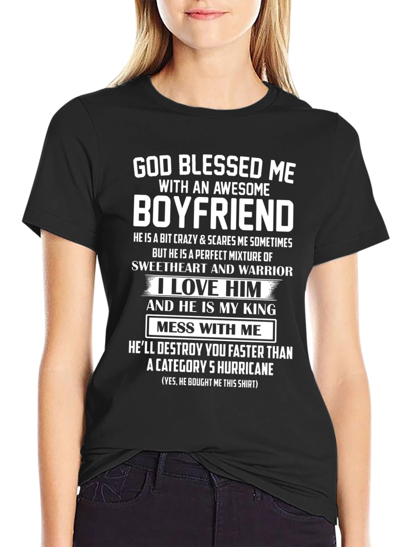 Black Awesome Boyfriend T-Shirt - Category 5 Hurricane view 2