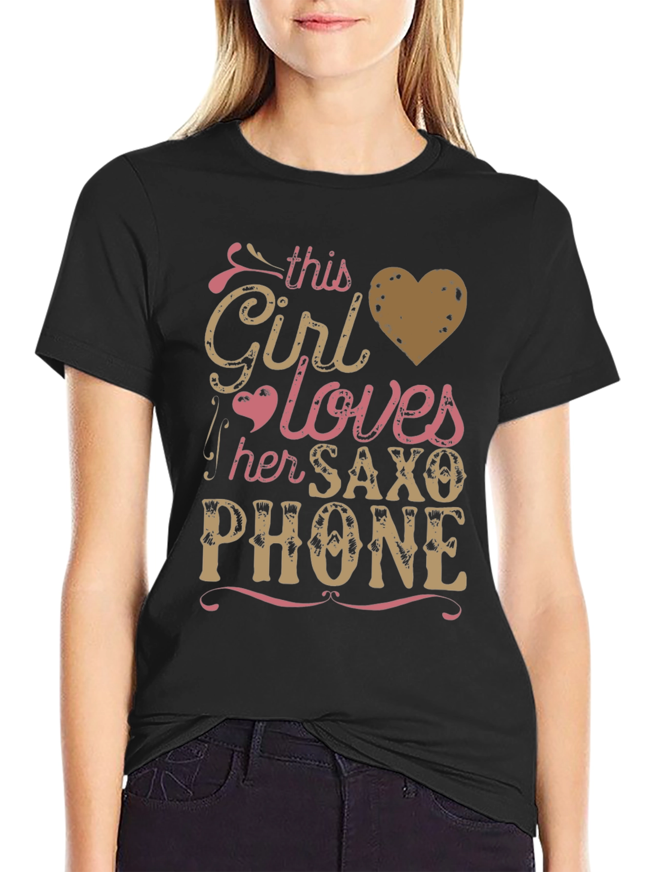 Black Girl Loves Saxophone T-Shirt Funny Music Tee view 2
