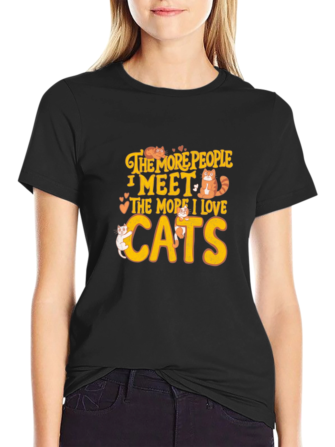 Black Cat Lover T-Shirt: The More I Love Cats view 2