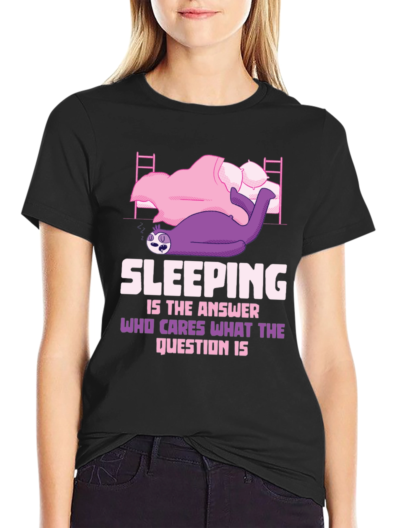 Black Sloth Sleeping T-Shirt - Funny Sleep Lover Tee view 2