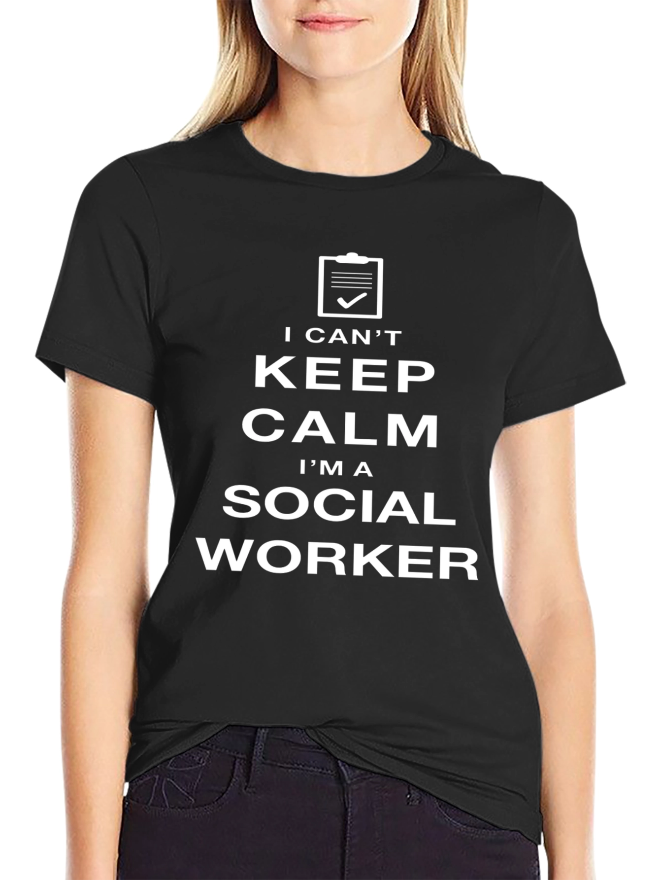 Black Social Worker T-Shirt - Keep Calm, Funny view 2