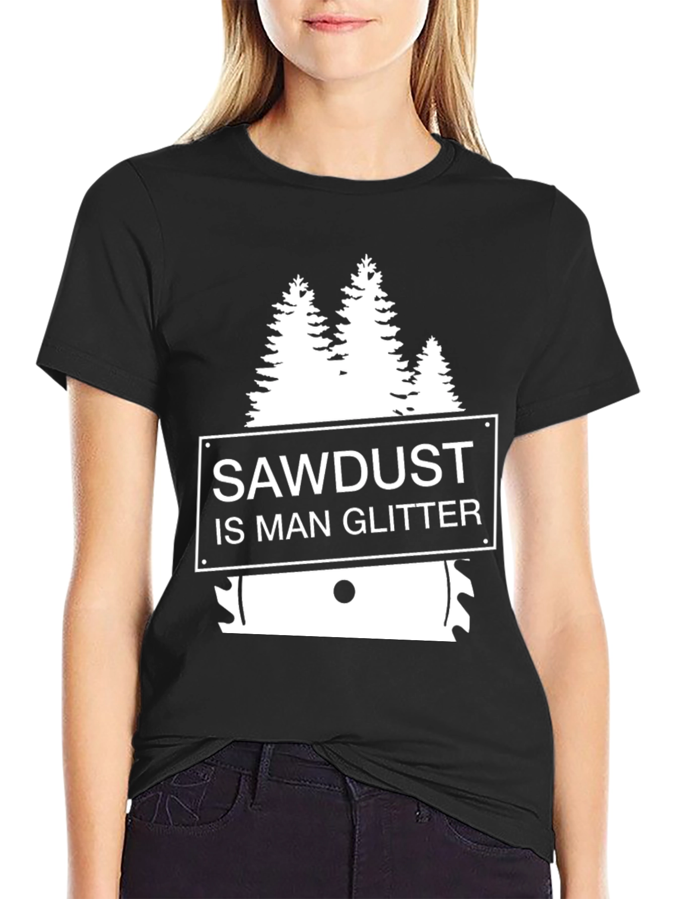 Black Sawdust is Man Glitter T-Shirt - Woodworker Apparel view 2