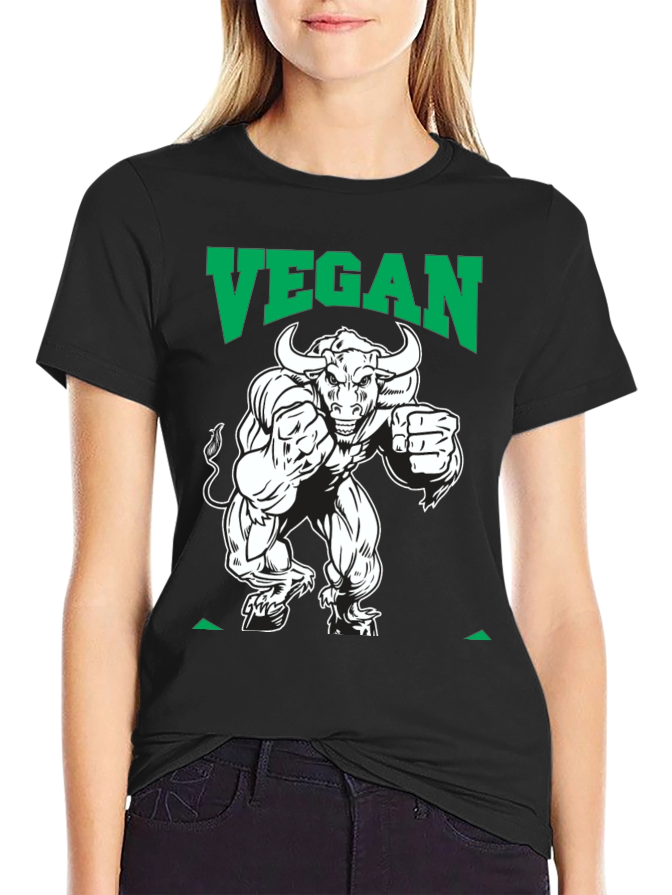 Black Vegan Bull T-Shirt view 2