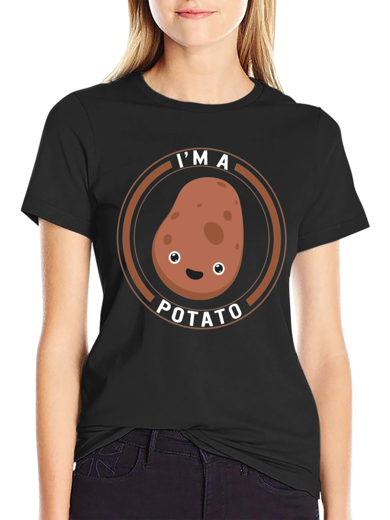 Black I'm A Potato Funny Graphic T-Shirt view 2
