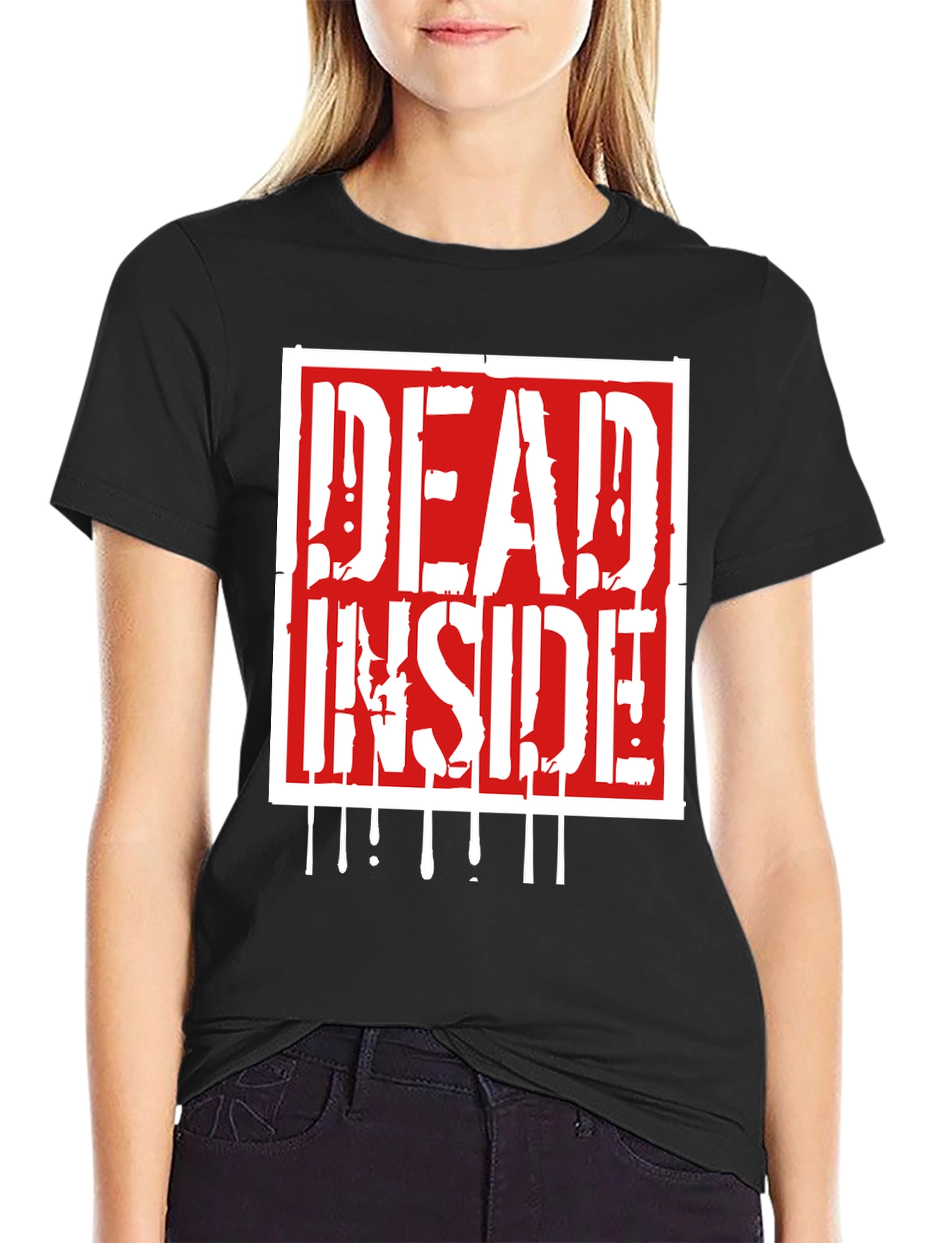 Black Dead Inside Graphic Print Tee - Black view 2