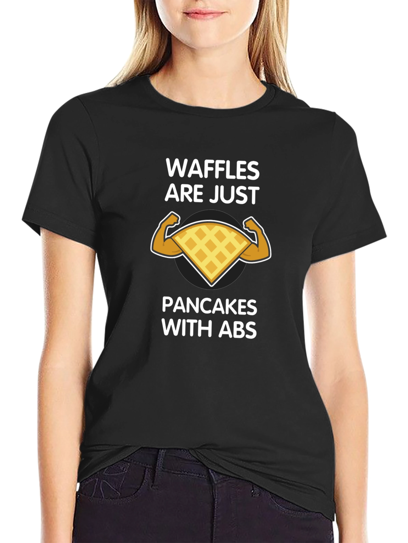 Black Waffles Are Just Pancakes With Abs Graphic T-Shirt view 2