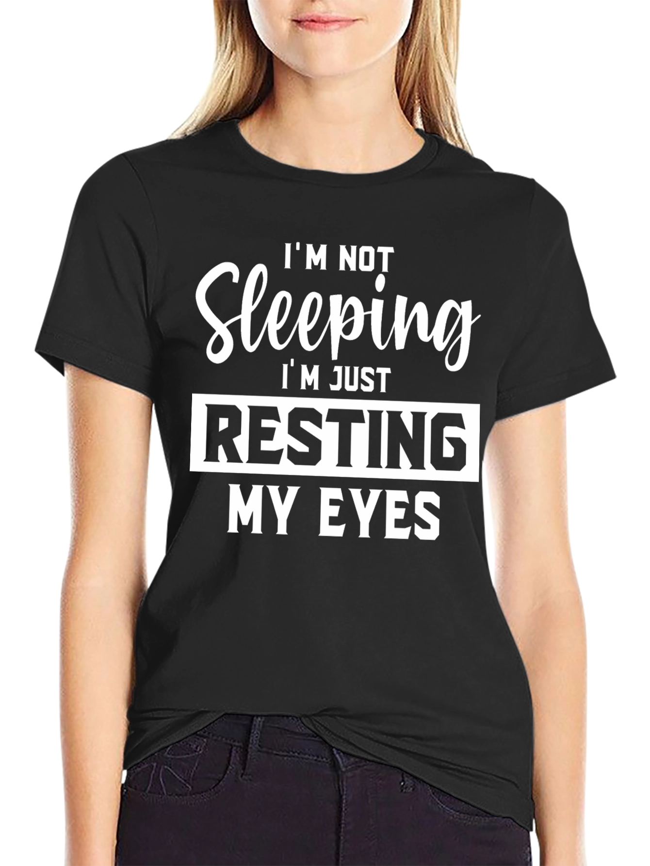Black Resting My Eyes Graphic Tee - Funny Slogan T-Shirt view 2