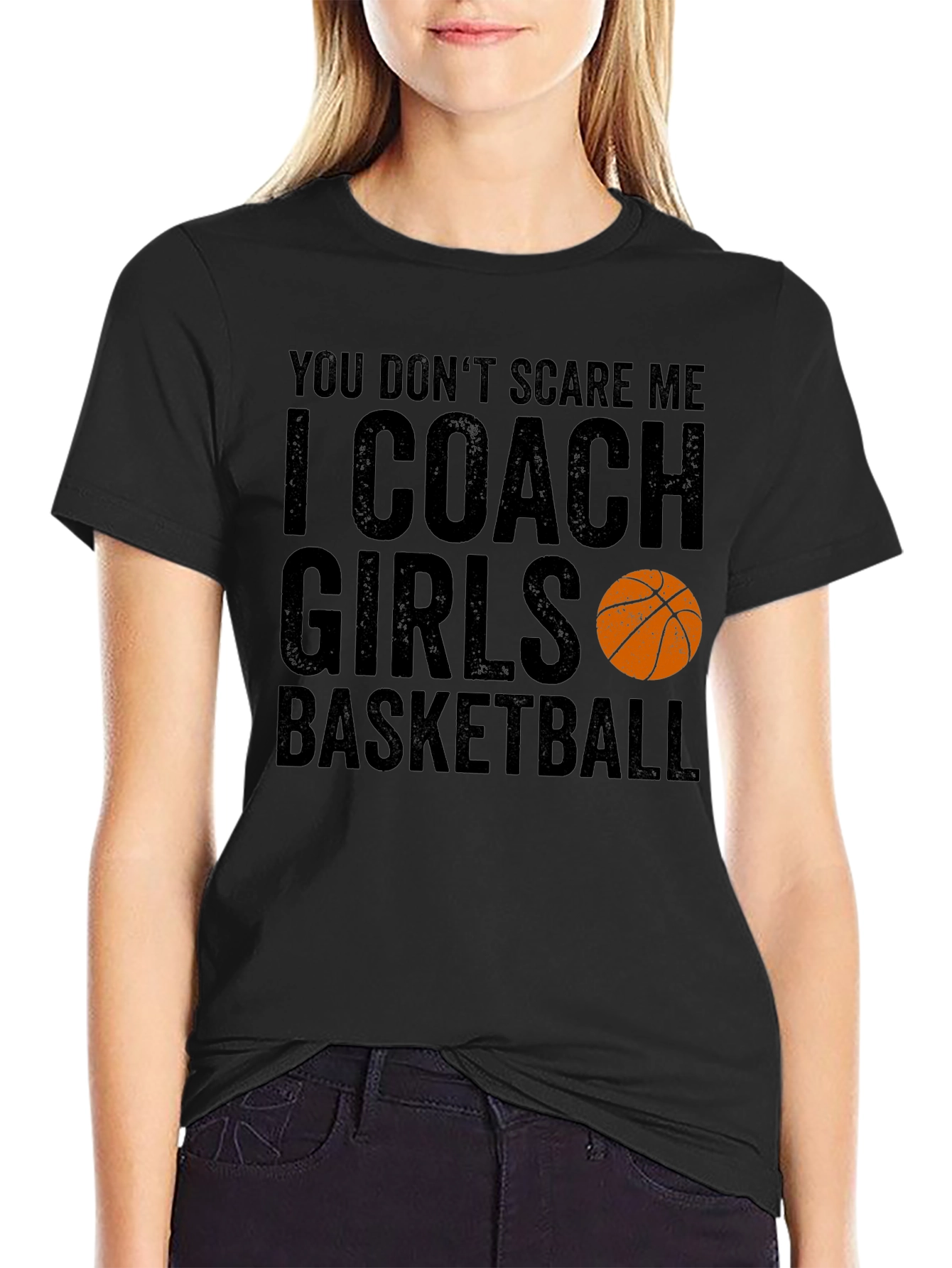 Black Funny Basketball Coach T-Shirt - I Coach Girls Basketball view 2