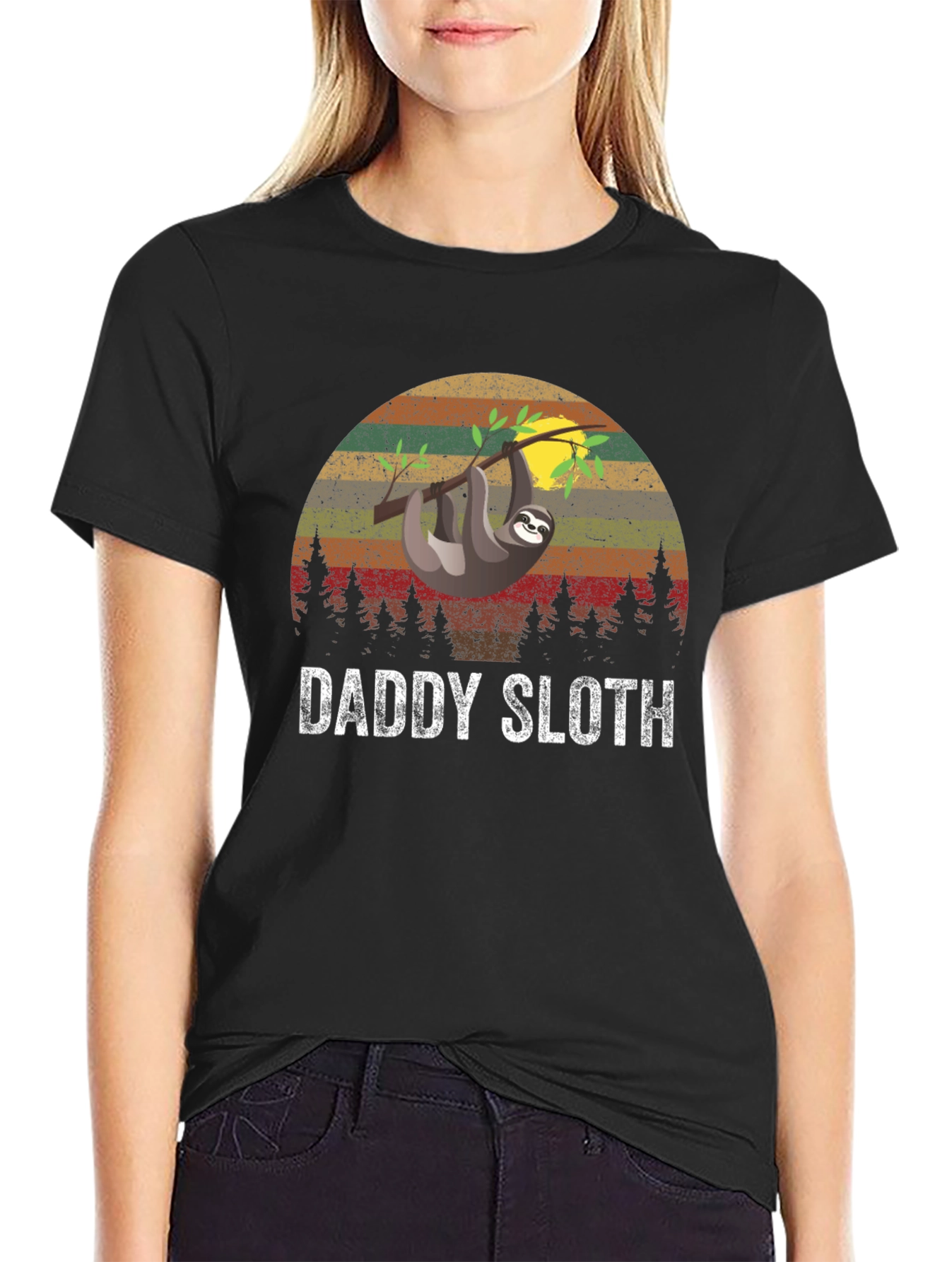 Black Daddy Sloth Graphic T-Shirt view 2