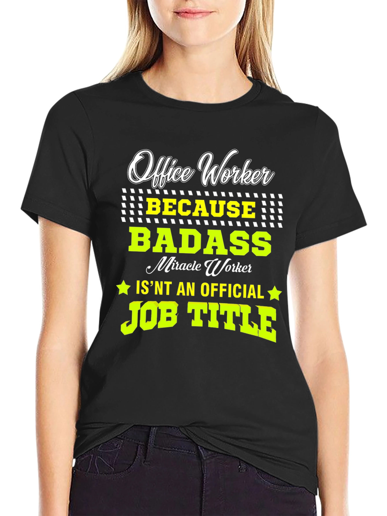 Black Office Worker Badass Job Title Graphic T-Shirt view 2