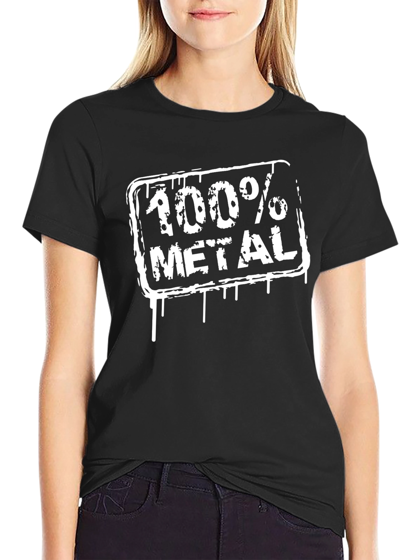 Black 100% Metal Graphic Print Black T-Shirt view 2