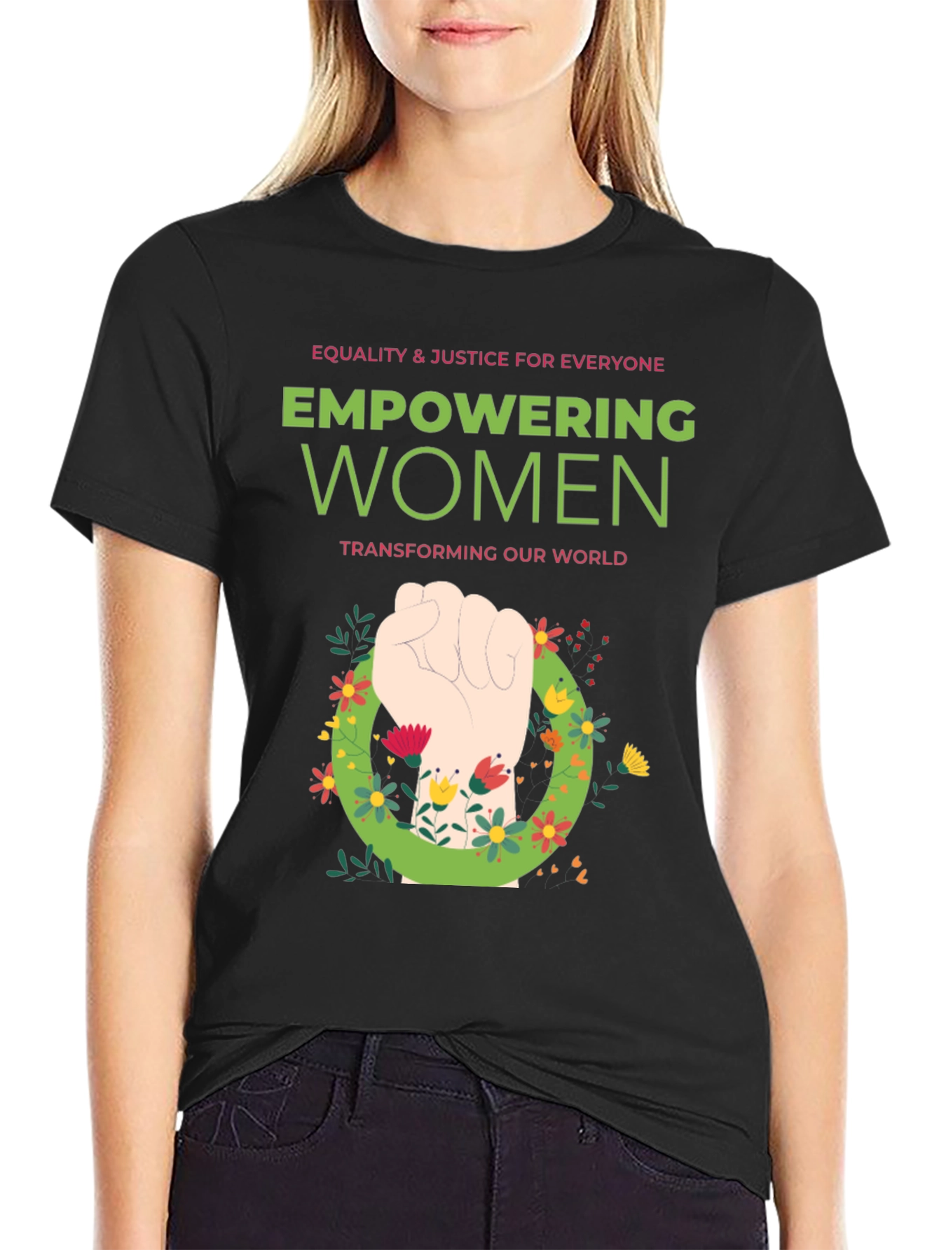Black Empowering Women T-Shirt - Equality and Justice Tee view 2