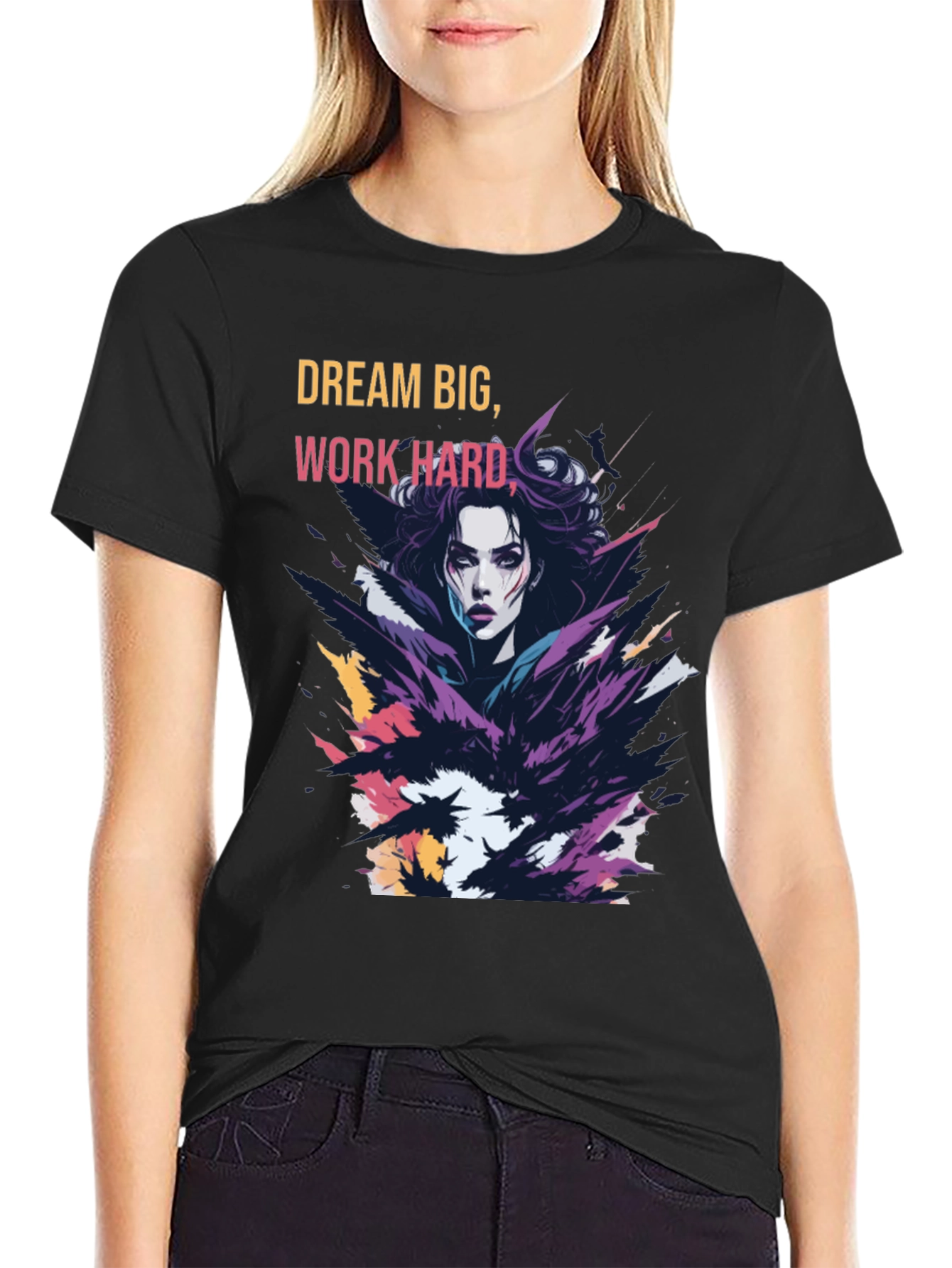 Black Dream Big Graphic Tee - Soft Cotton Blend view 2