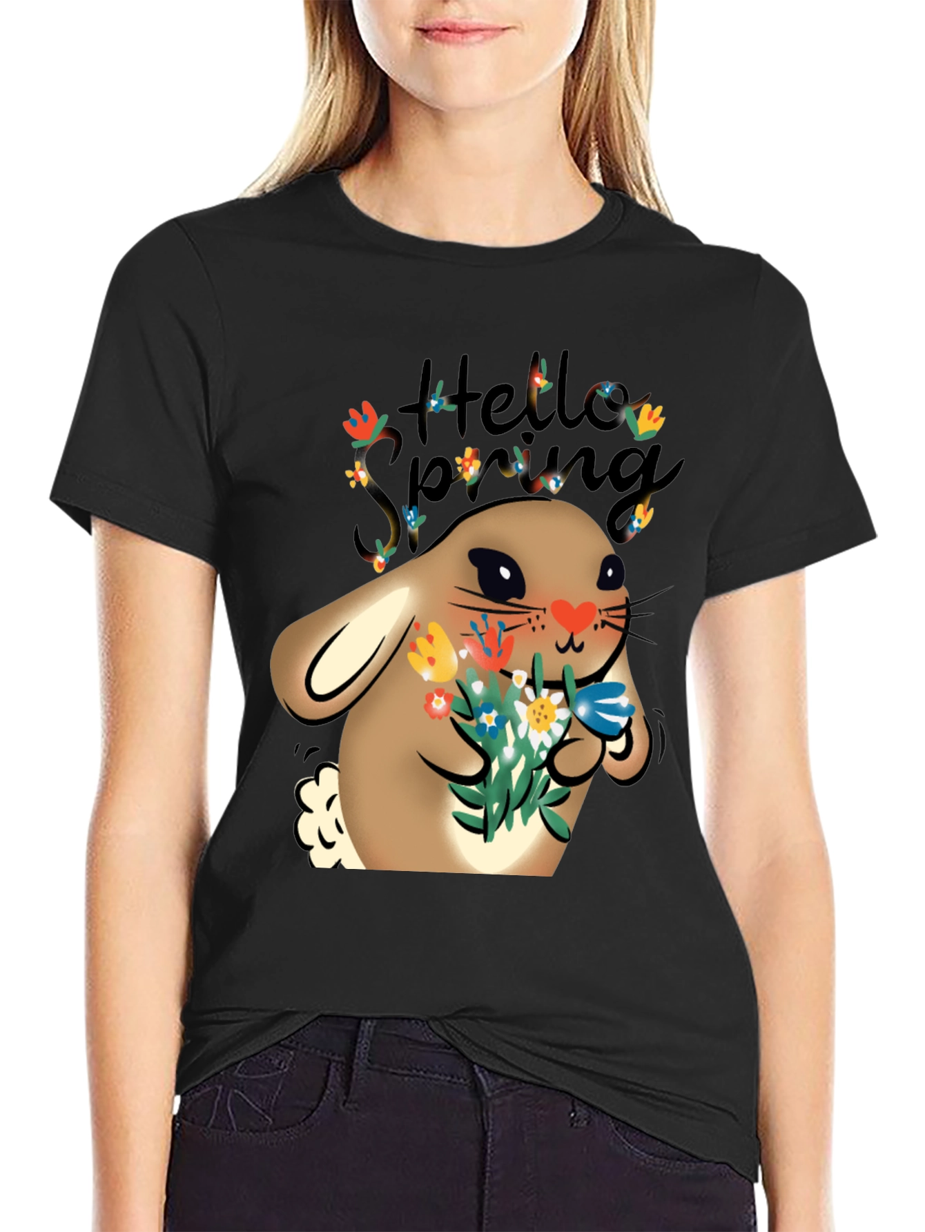 Black Spring Bunny T-Shirt view 2
