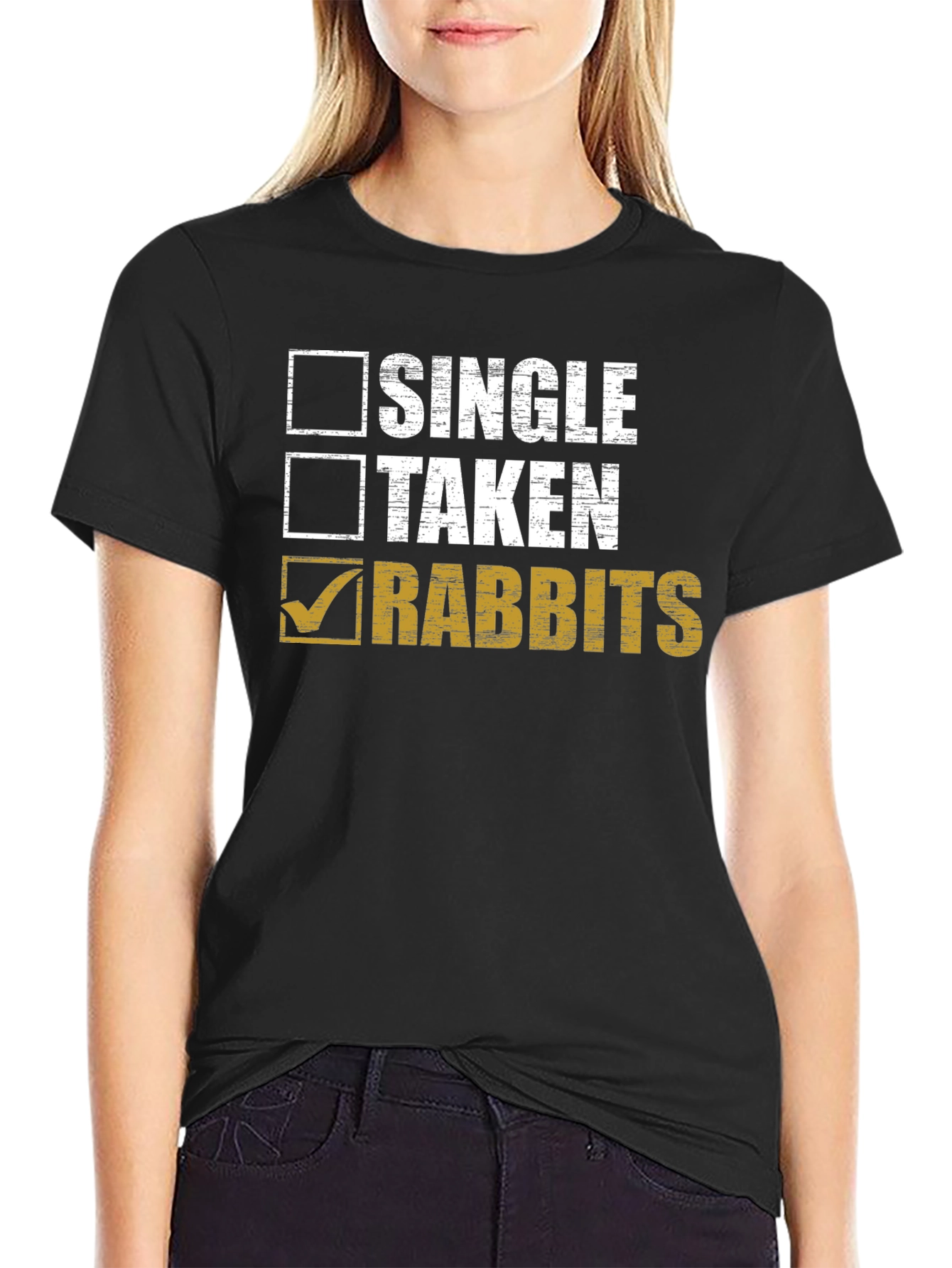 Black Single Taken Rabbits T-Shirt - Funny Animal Lover Tee view 2