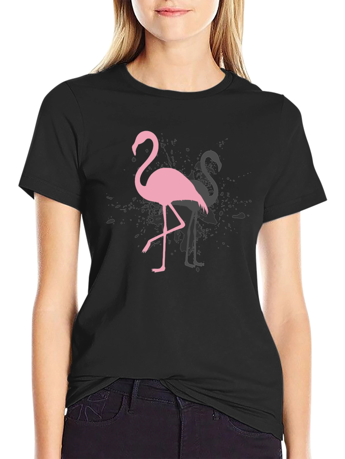 Black Flamingo Graphic Tee - Trendy Black T-Shirt view 2