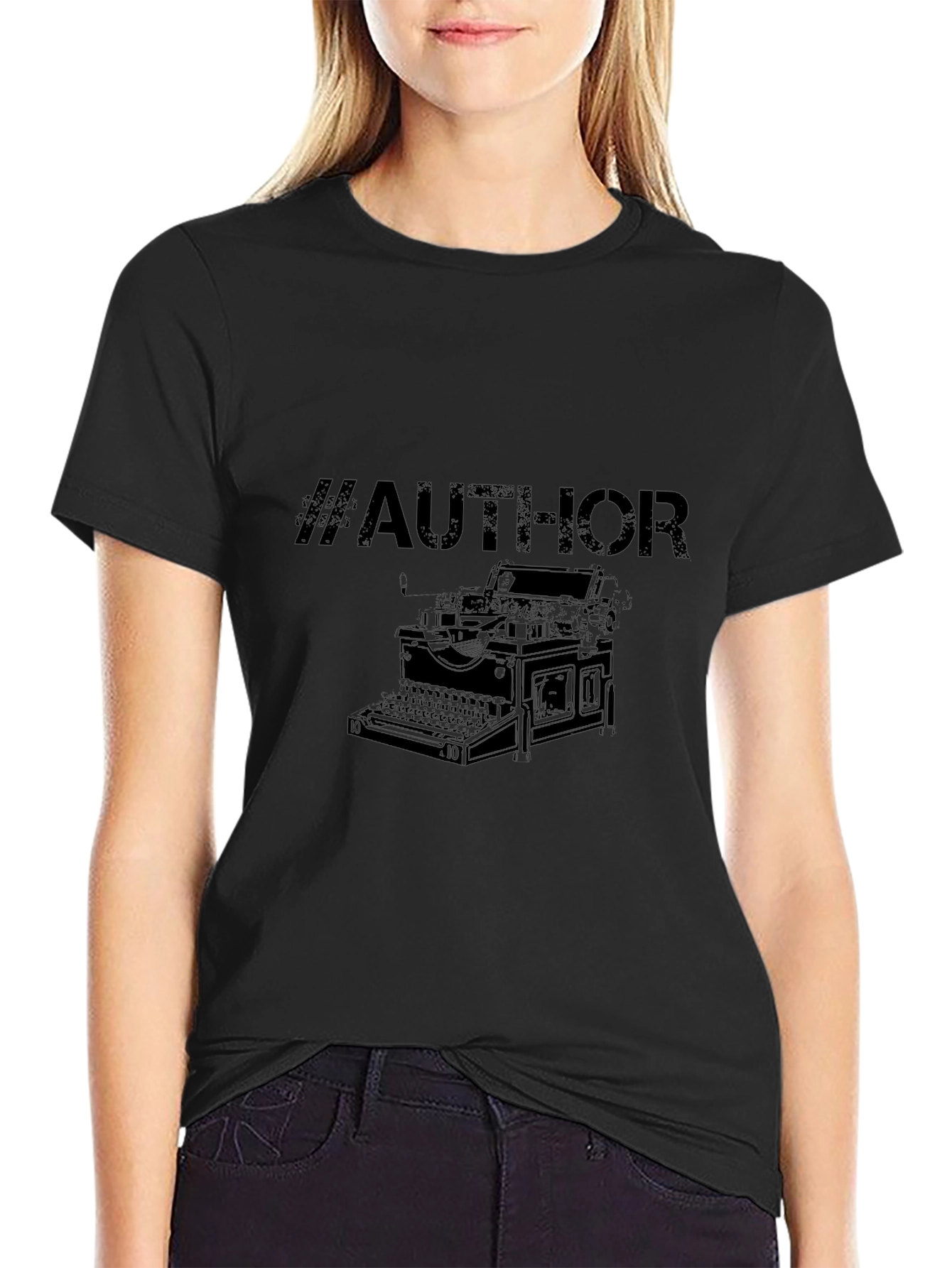 Black Author Typewriter Graphic Tee - Black view 2
