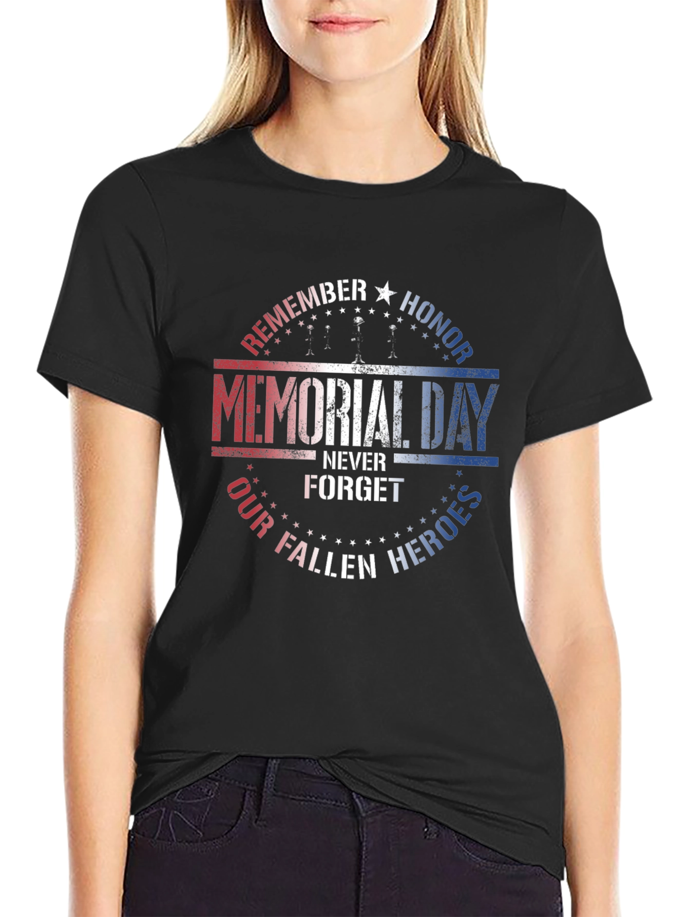 Black Memorial Day Honor Fallen Heroes T-Shirt view 2