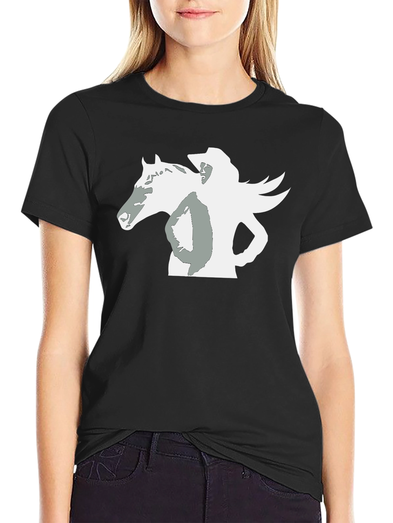 Black Black Tee with Horse and Rider Graphic view 2