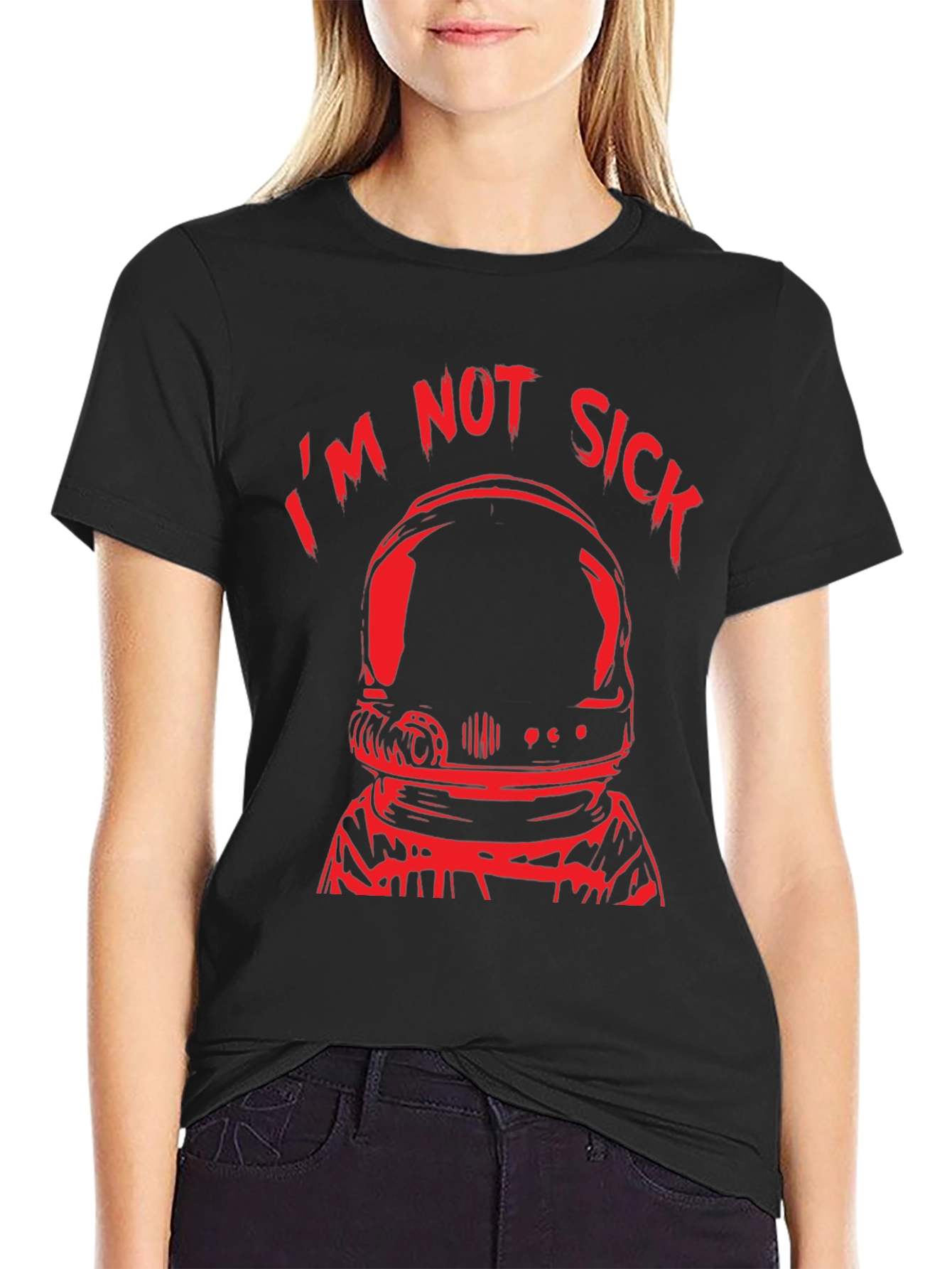 Black I'm Not Sick Astronaut Black T-Shirt view 2