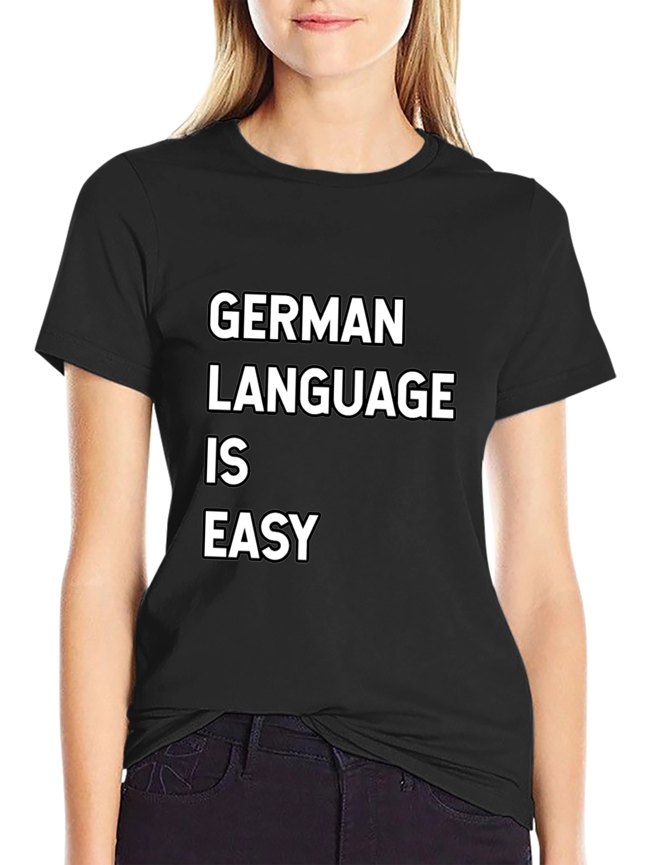 Black German Language Is Easy T-Shirt - Novelty Humor Tee view 2