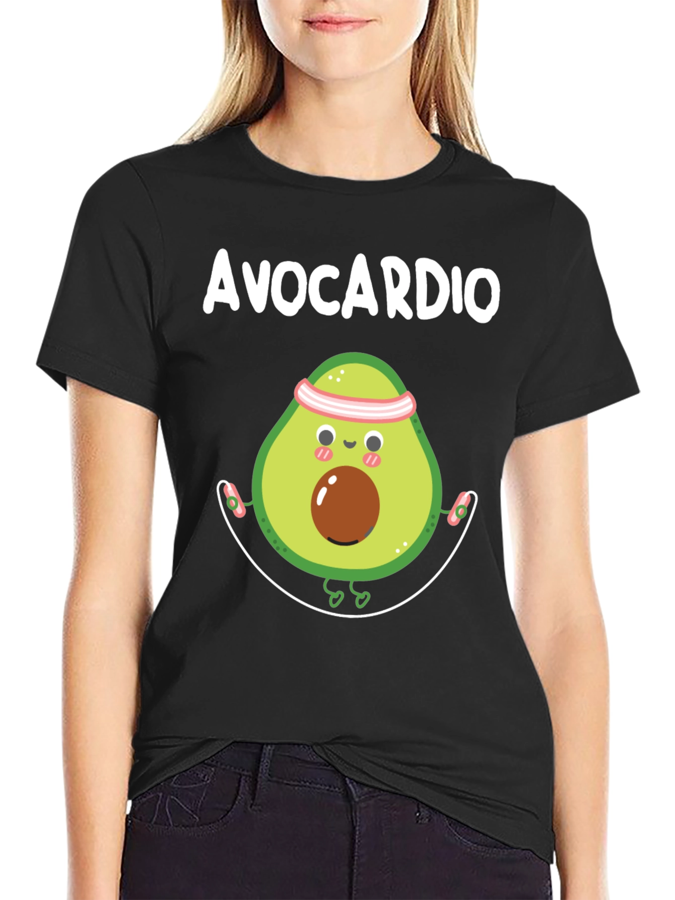 Black Avocardio Graphic Tee - Fitness Humor T-Shirt view 2