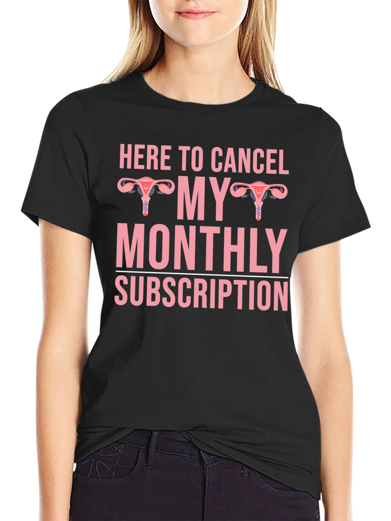 Black Here to Cancel Monthly Subscription Graphic Tee view 2