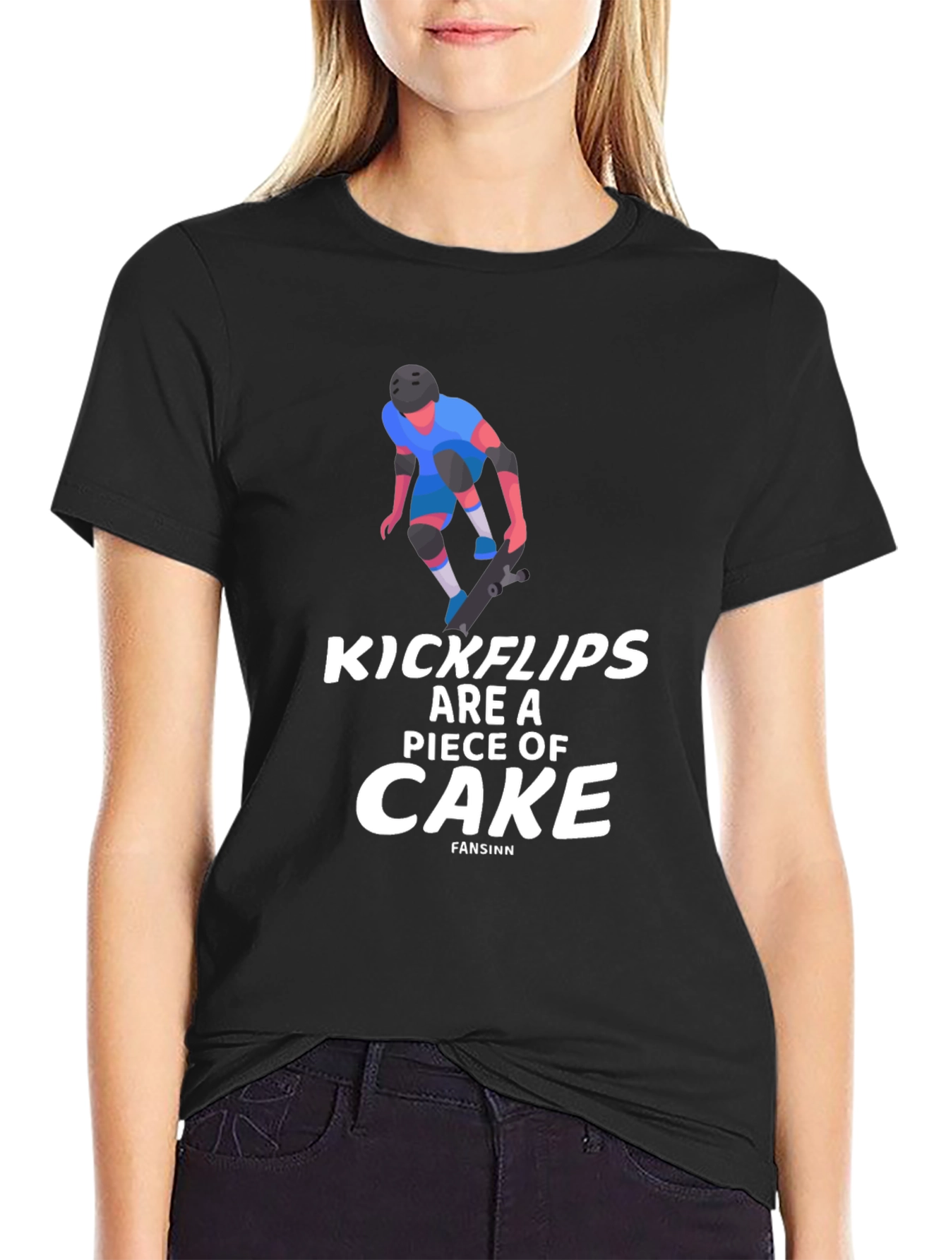 Black Kickflips Cake Graphic Tee - Skater Style view 2