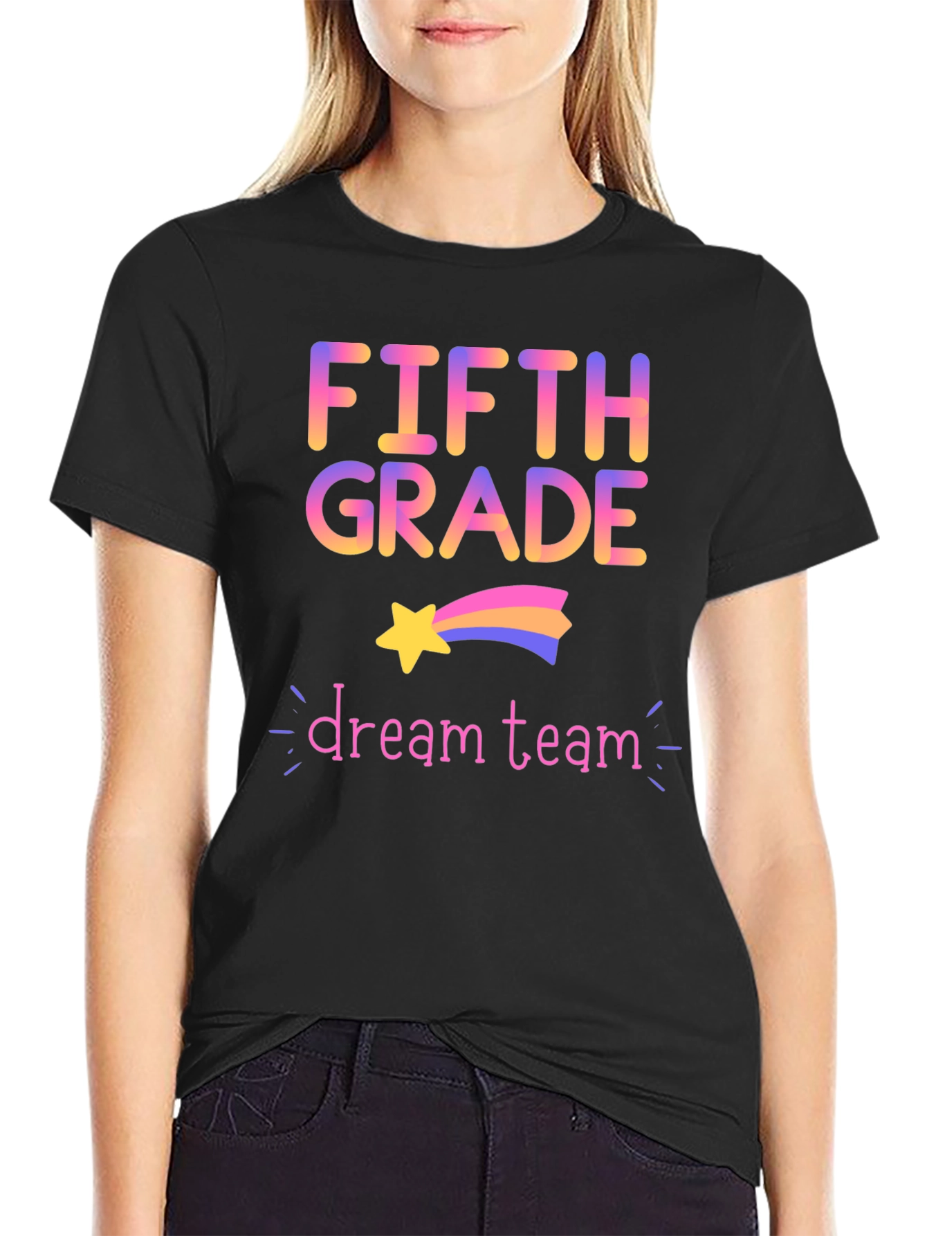Black Fifth Grade Dream Team Black T-Shirt view 2