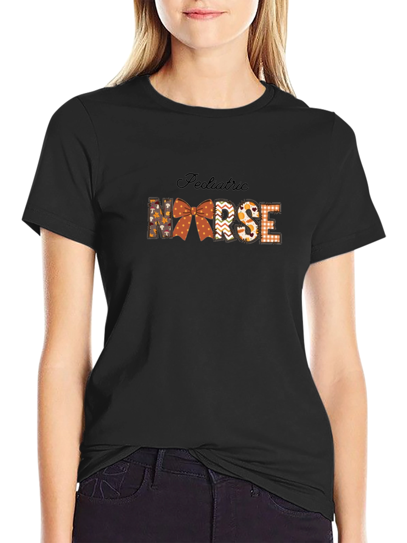 Black Pediatric Nurse Fall T-Shirt view 2