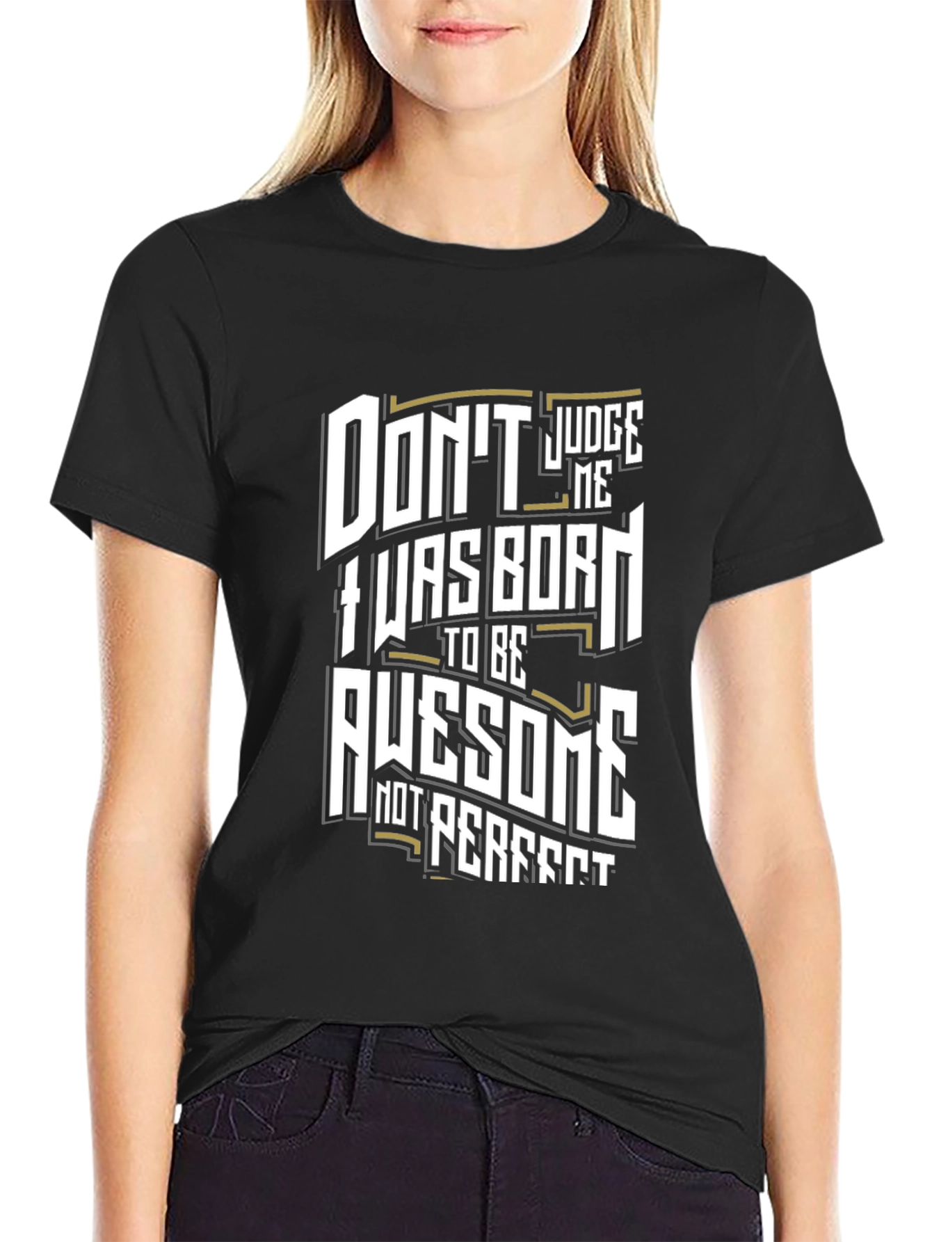 Black Awesome Born T-Shirt - Judge Me Funny Graphic Tee view 2