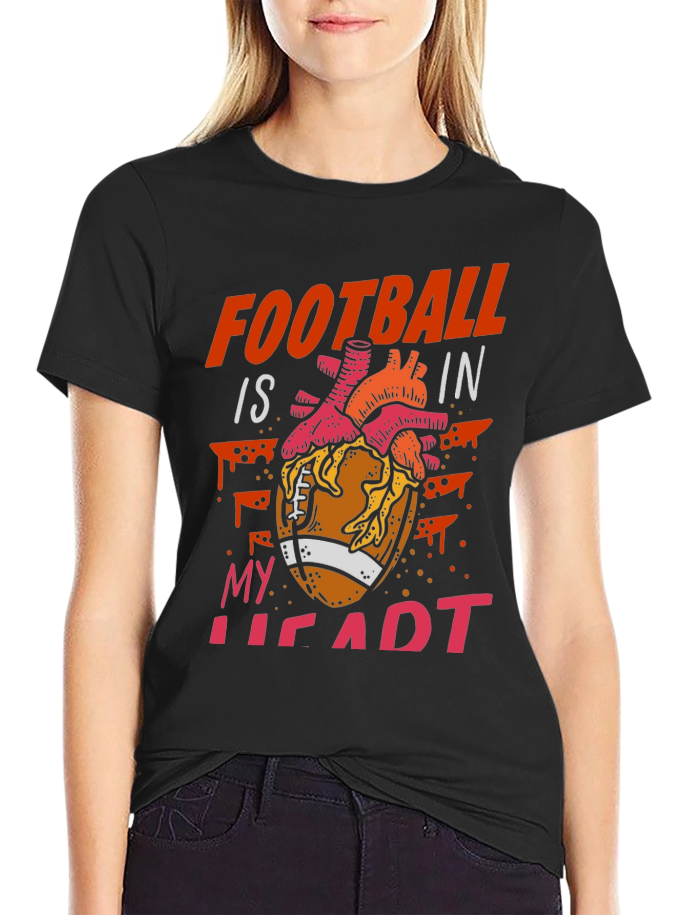 Black Football is in My Heart Graphic Tee view 2