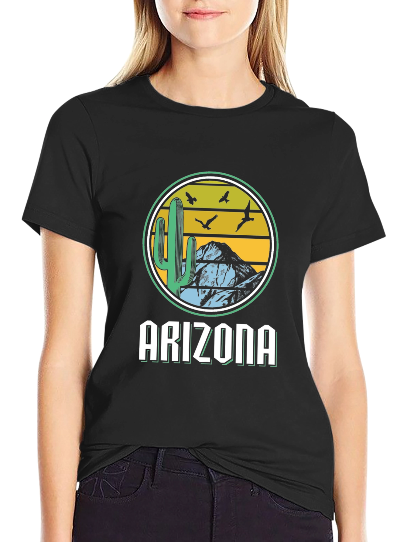 Black Arizona Desert Graphic Tee - Unisex Black T-Shirt view 2