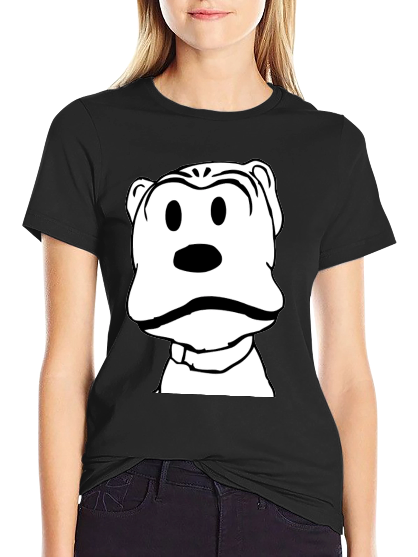 Black Cartoon Character Graphic Tee - Black view 2