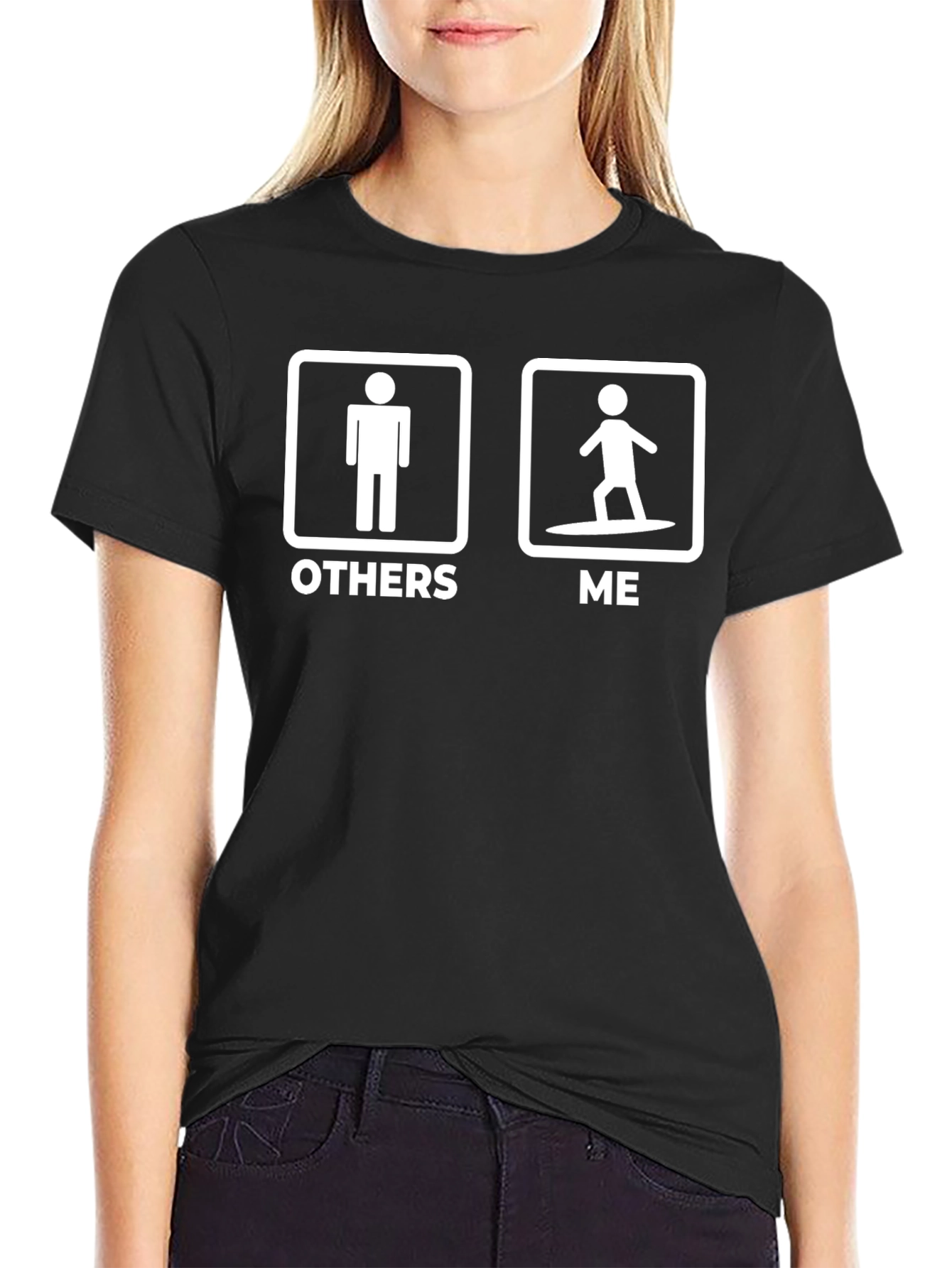 Black Others Me Surfing Graphic T-Shirt view 2