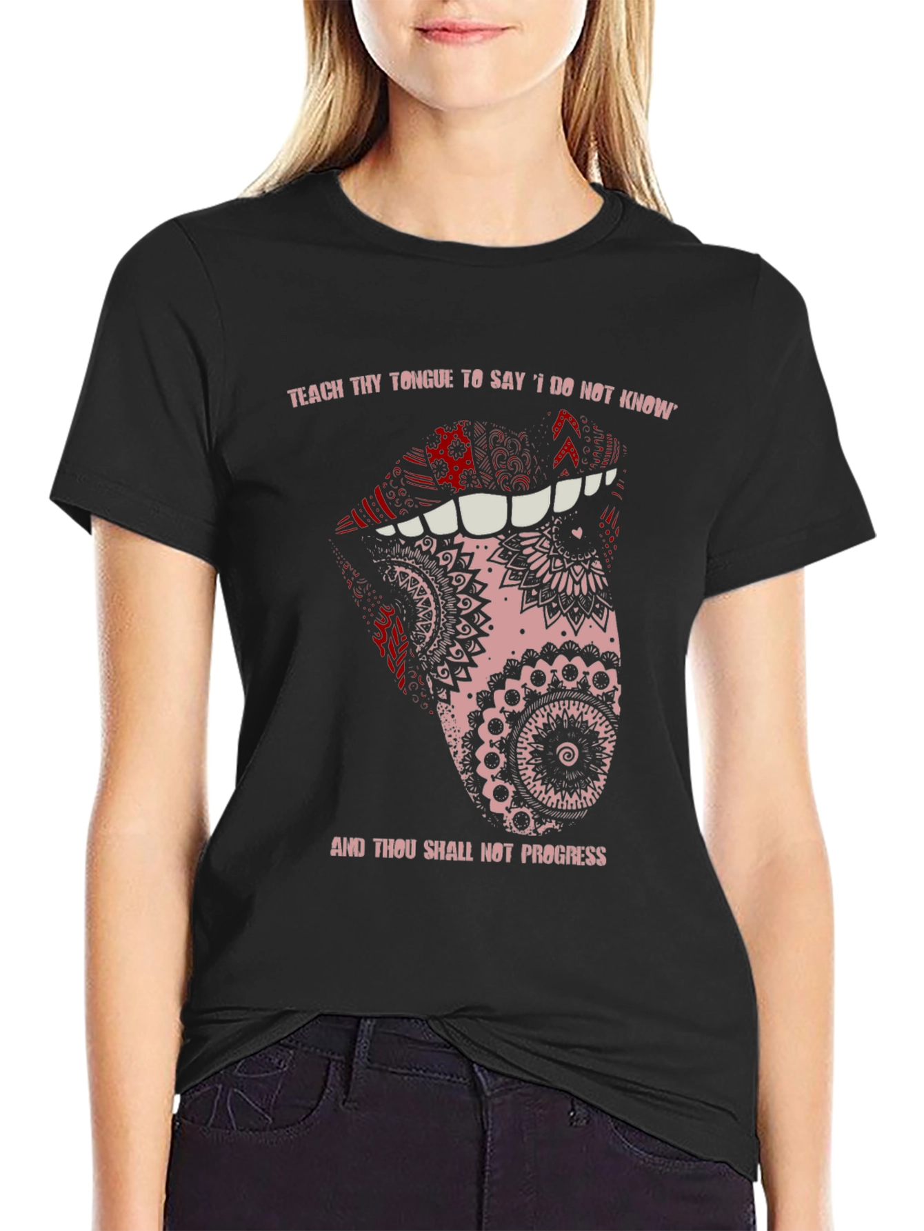Black Unique Tongue Graphic T-Shirt view 2
