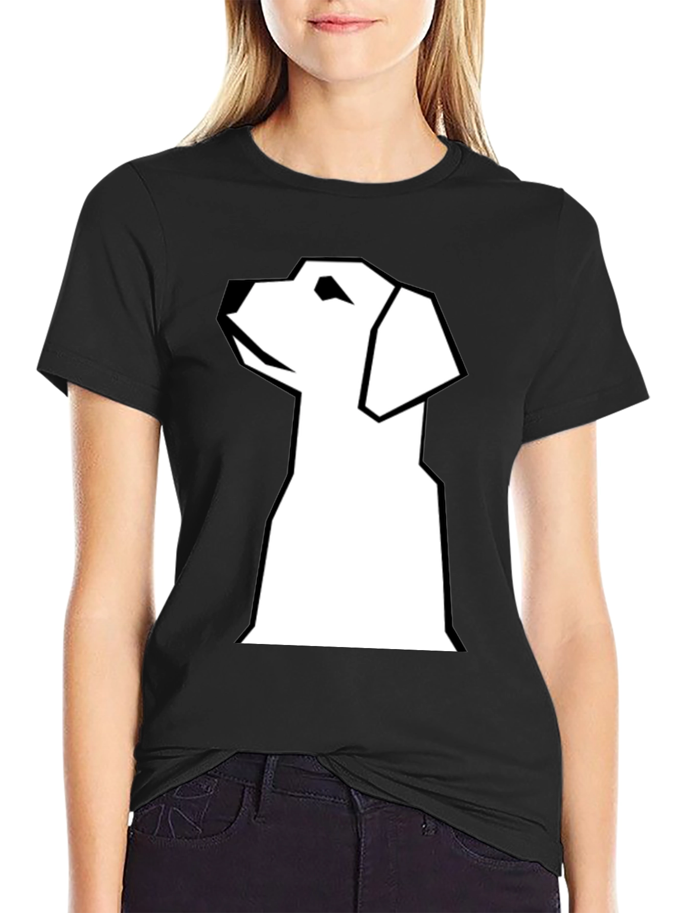Black Geometric Dog Graphic Tee - Modern Style view 2