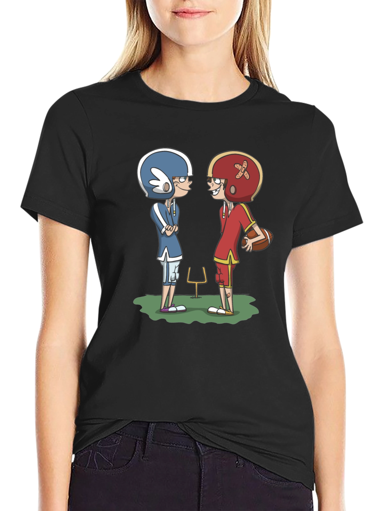 Black Cartoon Football T-Shirt view 2