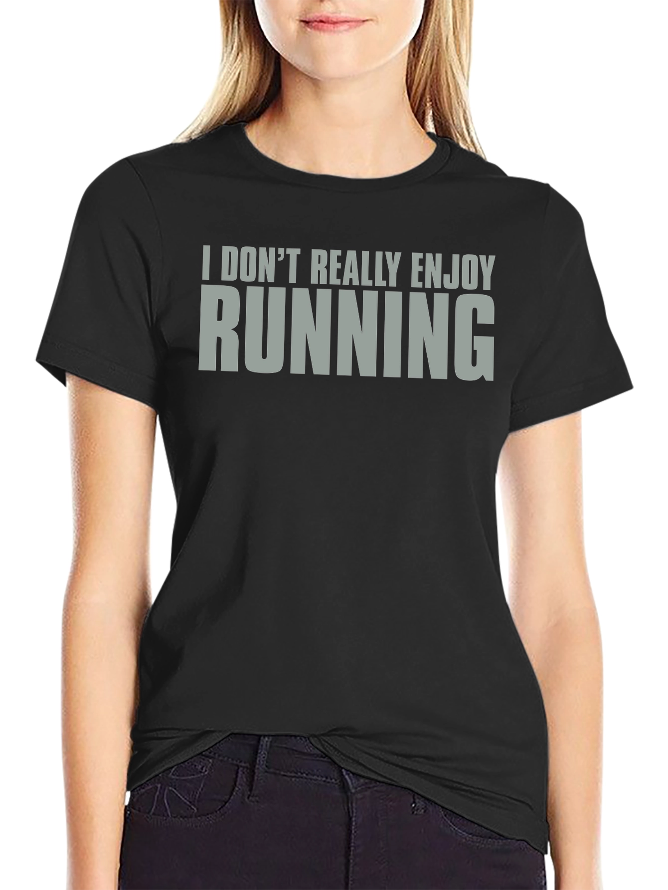 Black I Don't Really Enjoy Running T-Shirt - Funny Athletic Tee view 2