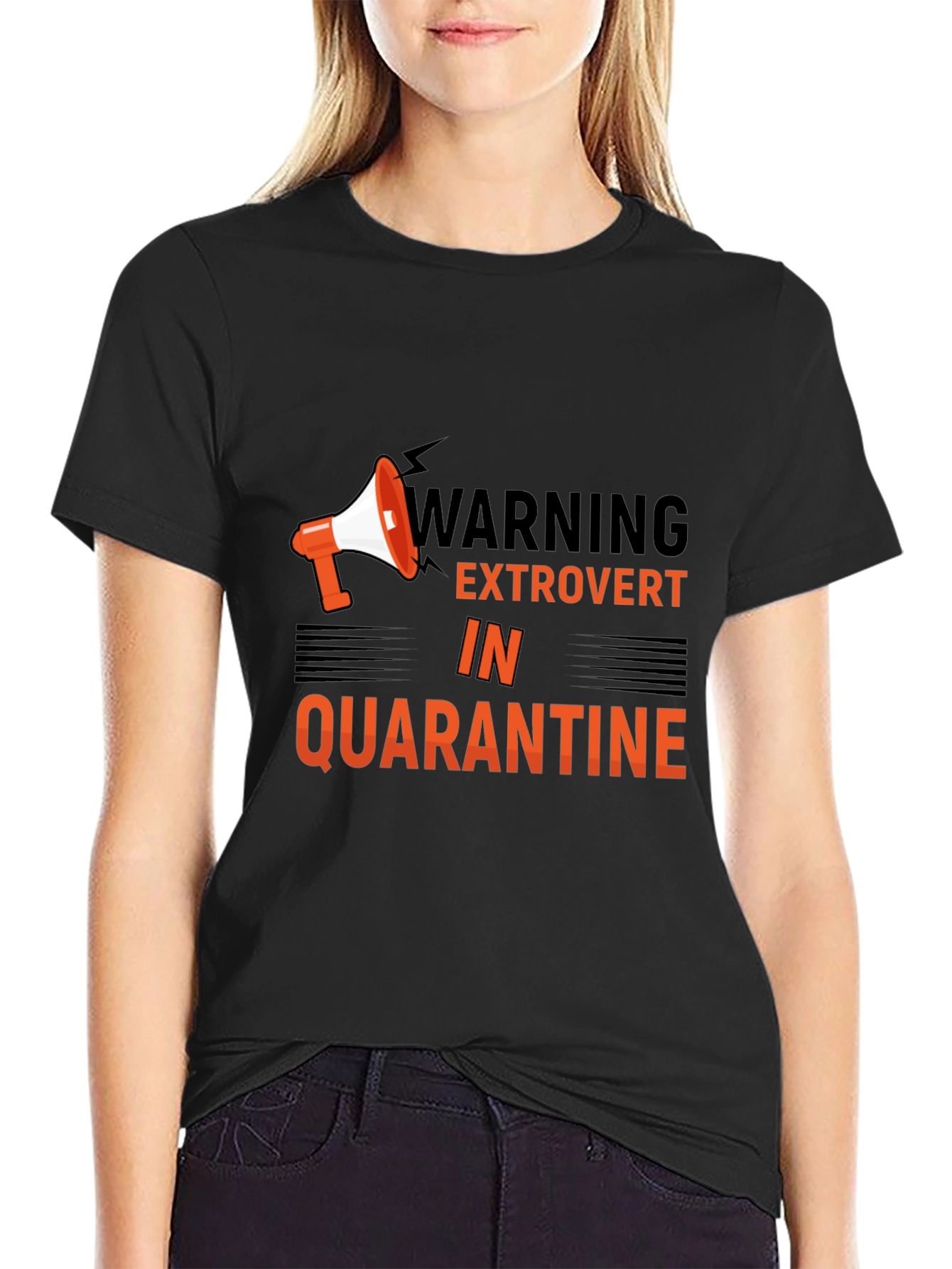 Black Extrovert in Quarantine Graphic Tee view 2