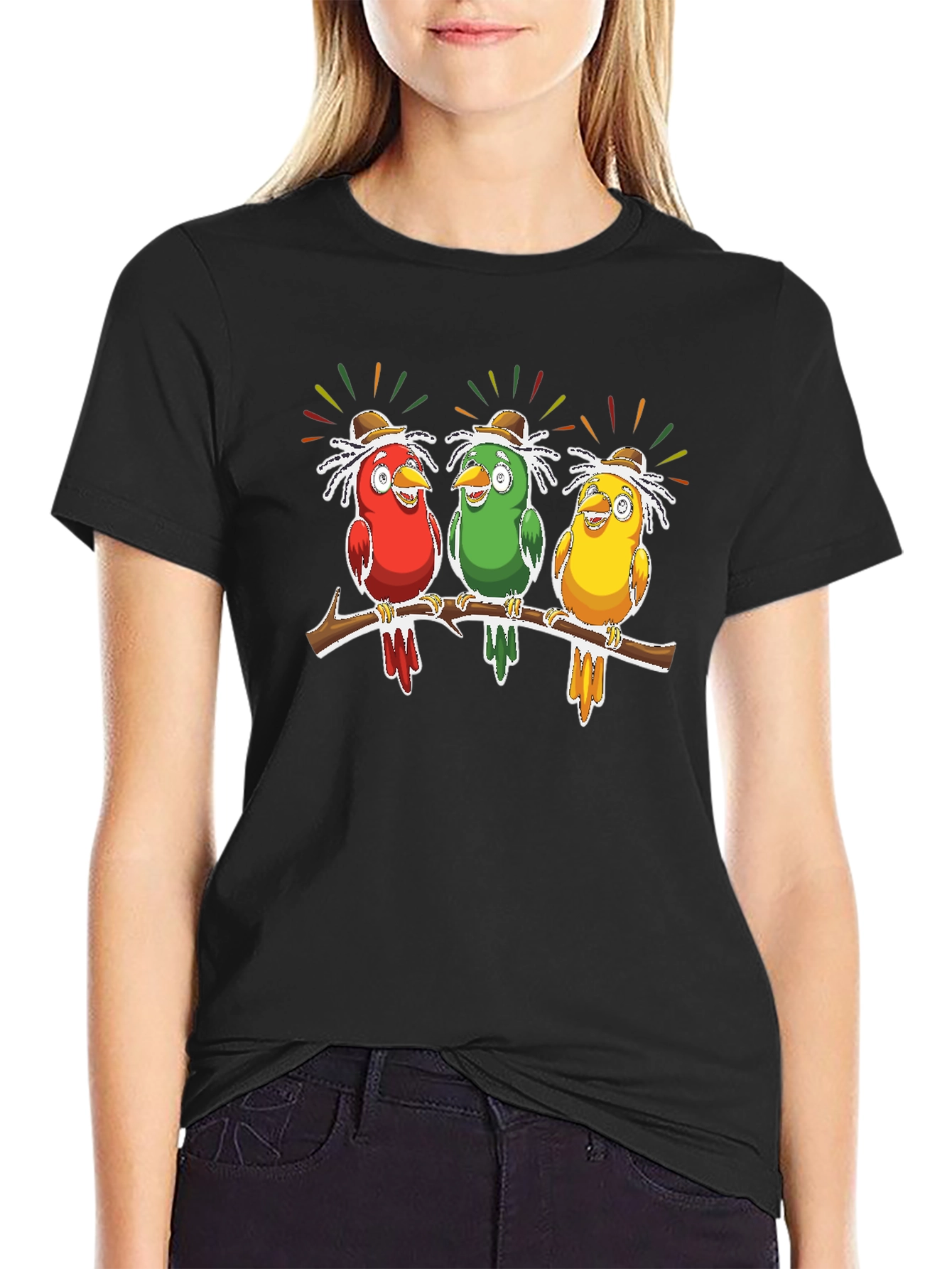 Black Birds on Branch Graphic Tee - Novelty Print view 2