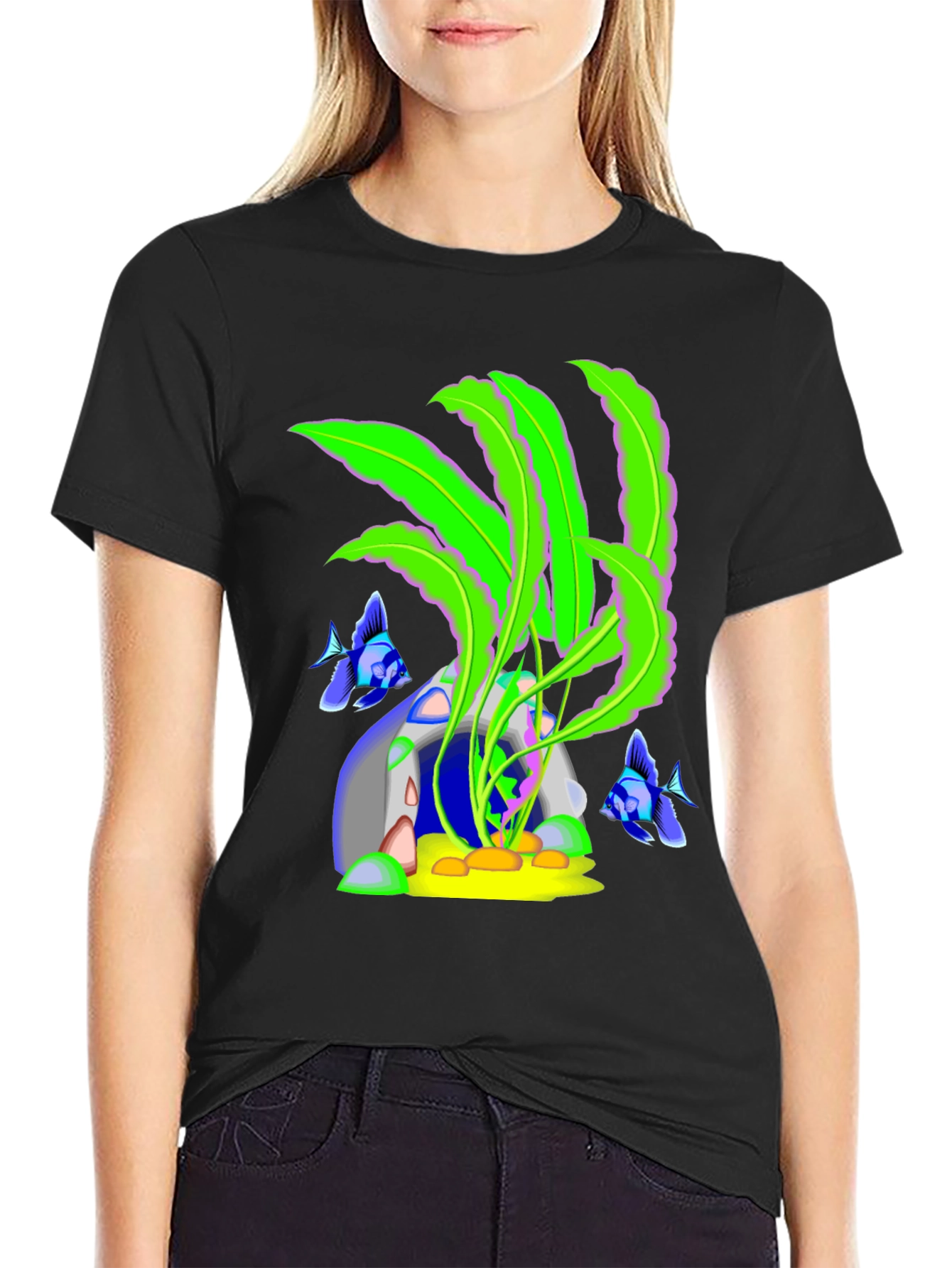 Black Aquarium Graphic T-Shirt view 2